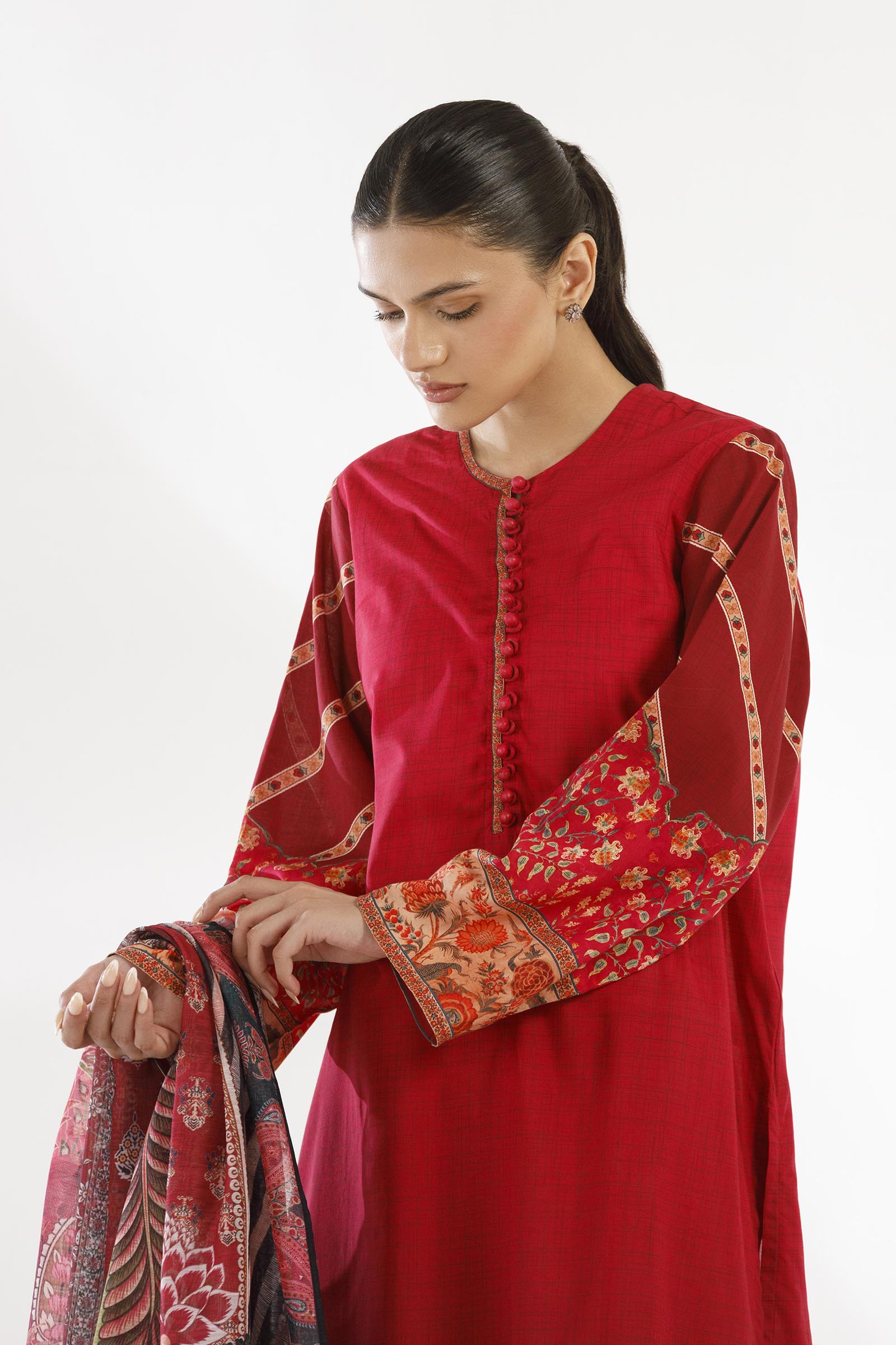 Stitched Printed Lawn Shirt + Dupatta Secondary image