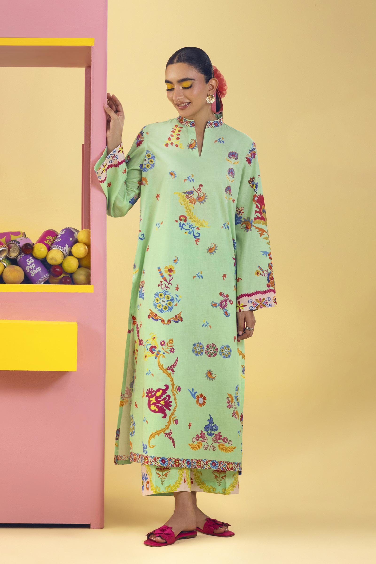 Stitched Printed Lawn Shirt+ Culotte Main image