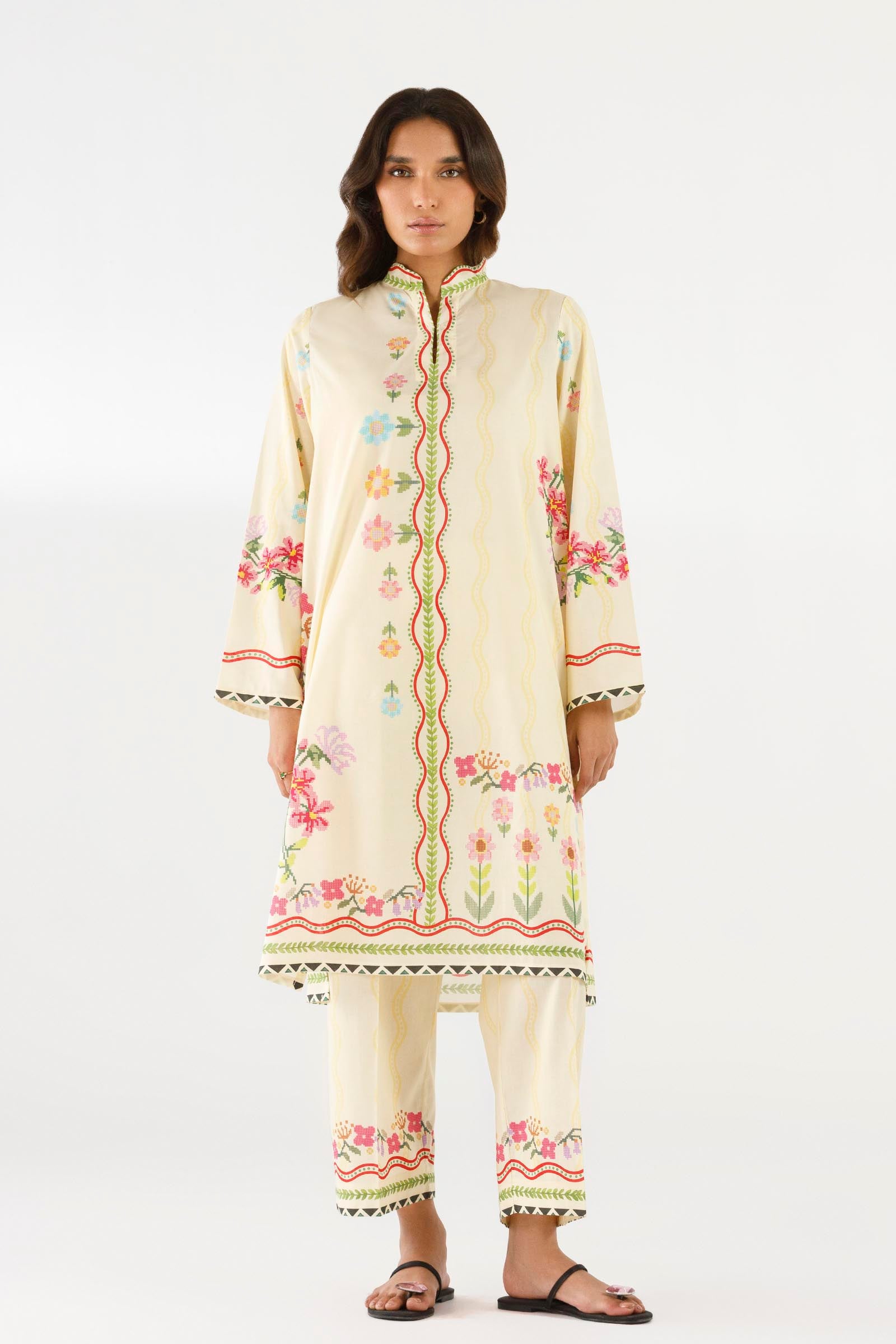Stitched Printed Lawn Shirt+ Culotte Main image