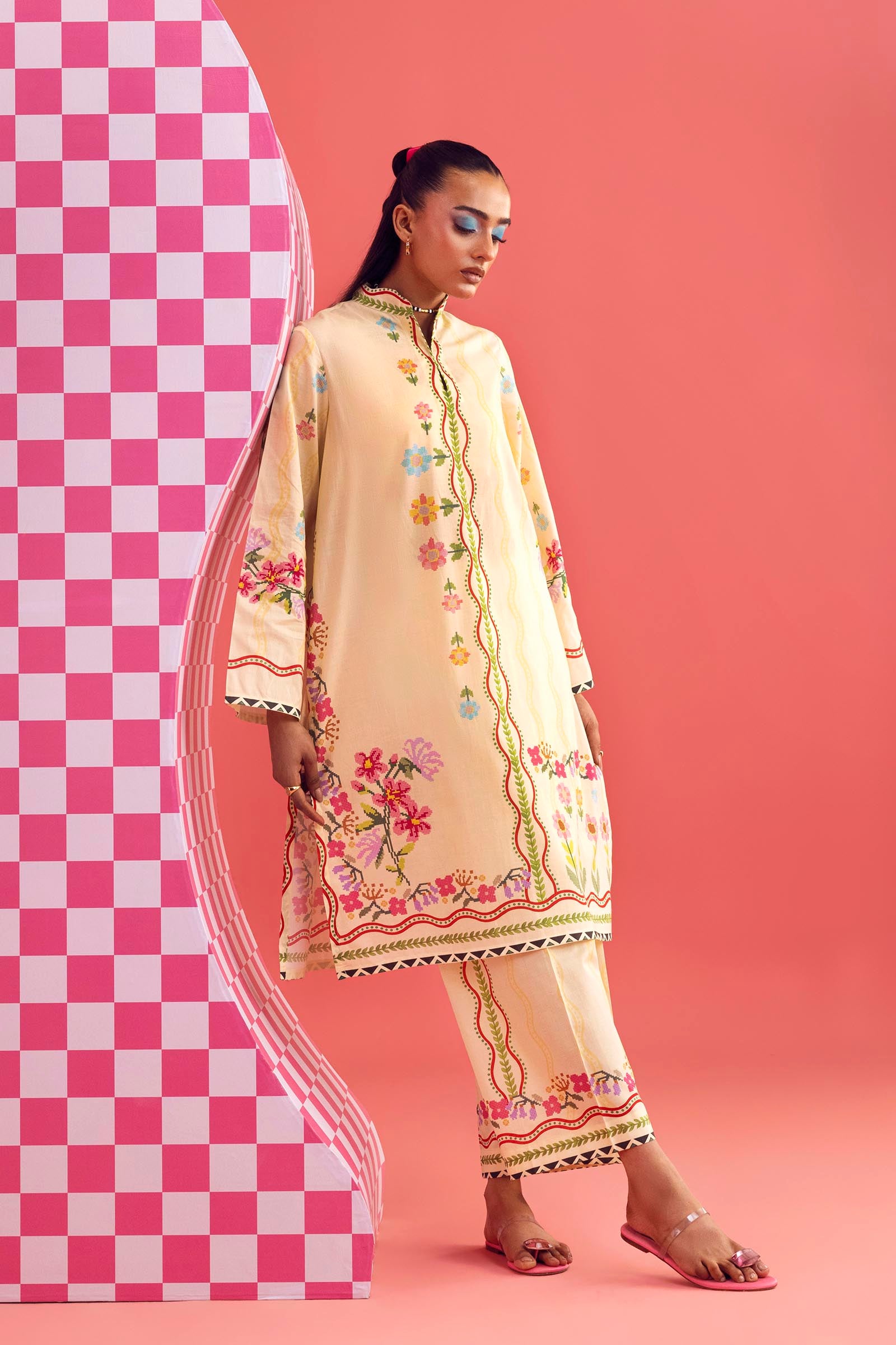 Stitched Printed Lawn Shirt+ Culotte Secondary image
