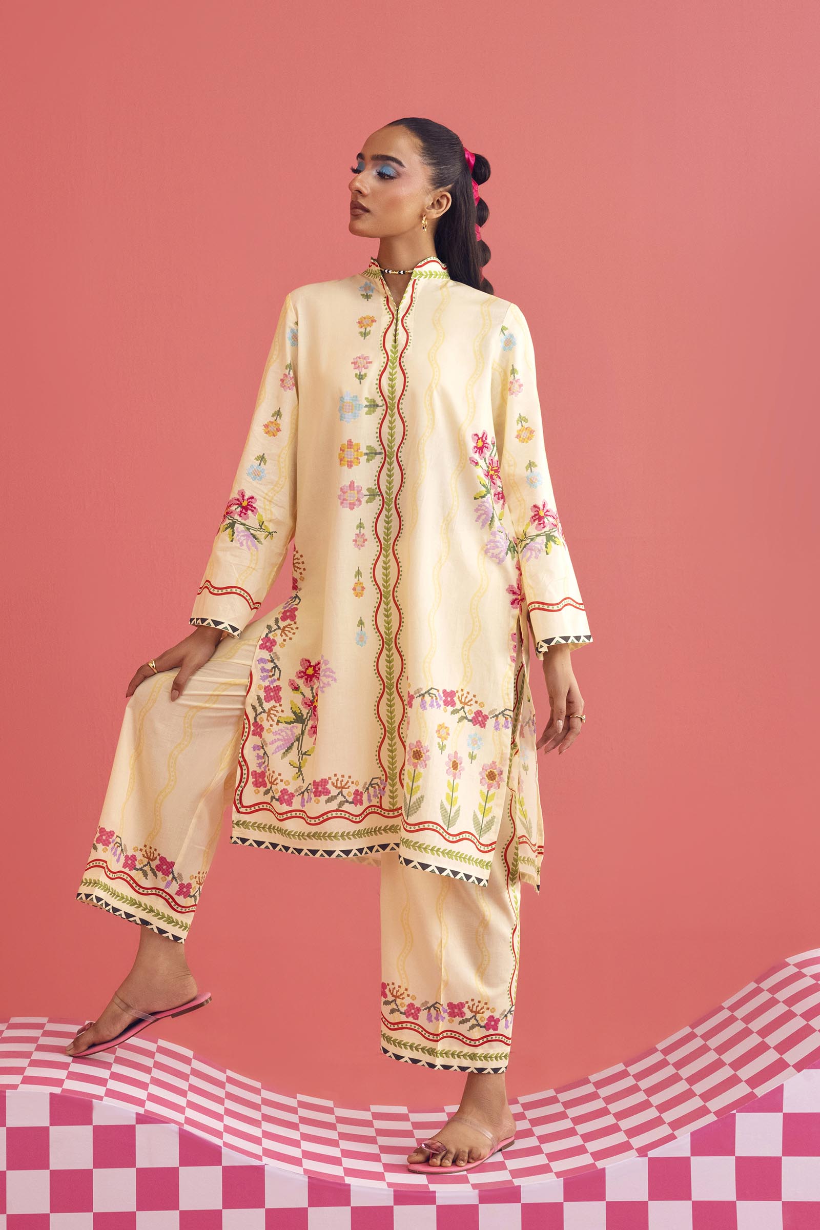 Stitched Printed Lawn Shirt+ Culotte Main image