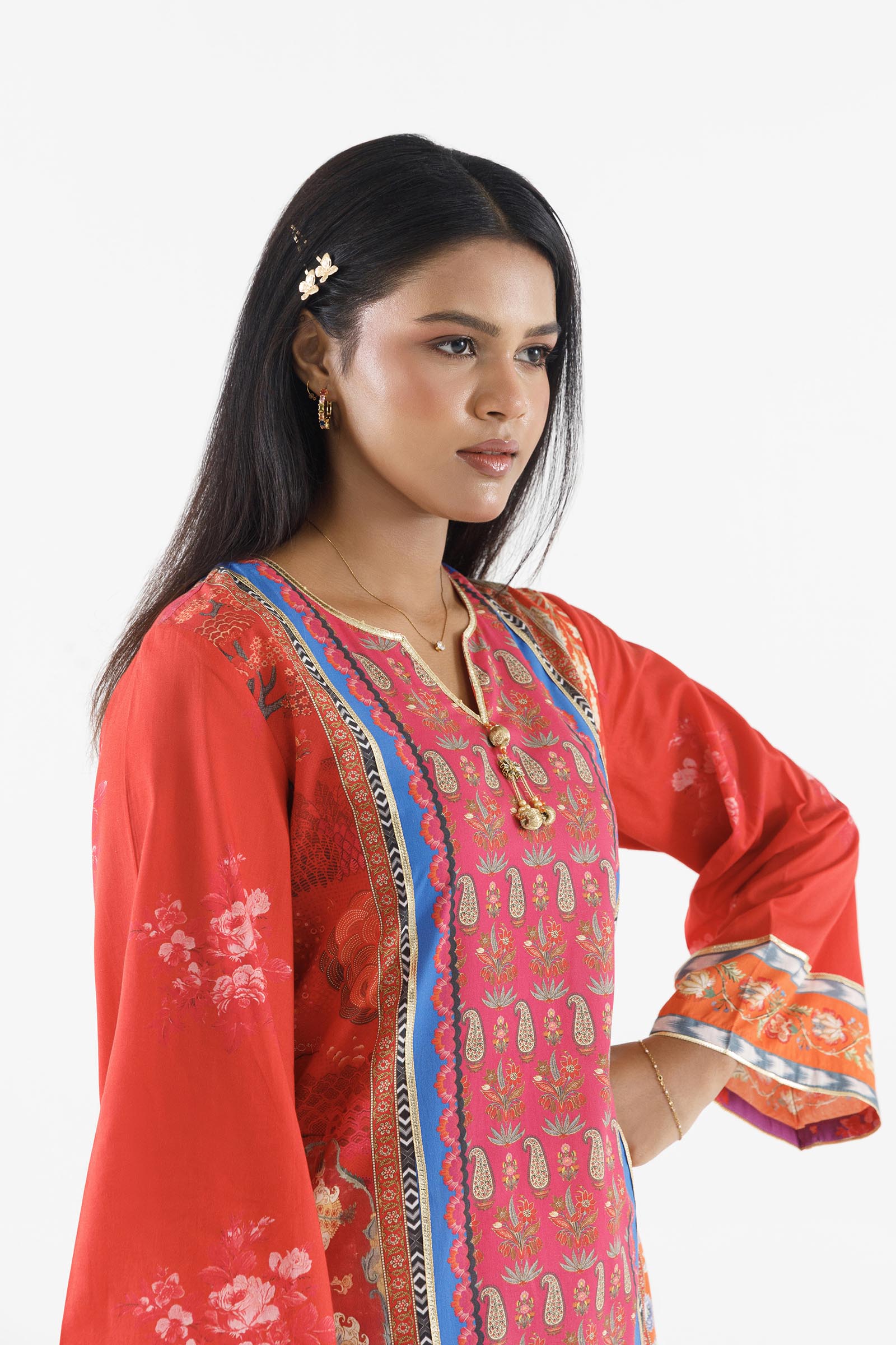 Stitched Printed Lawn Shirt+ Culotte Secondary image