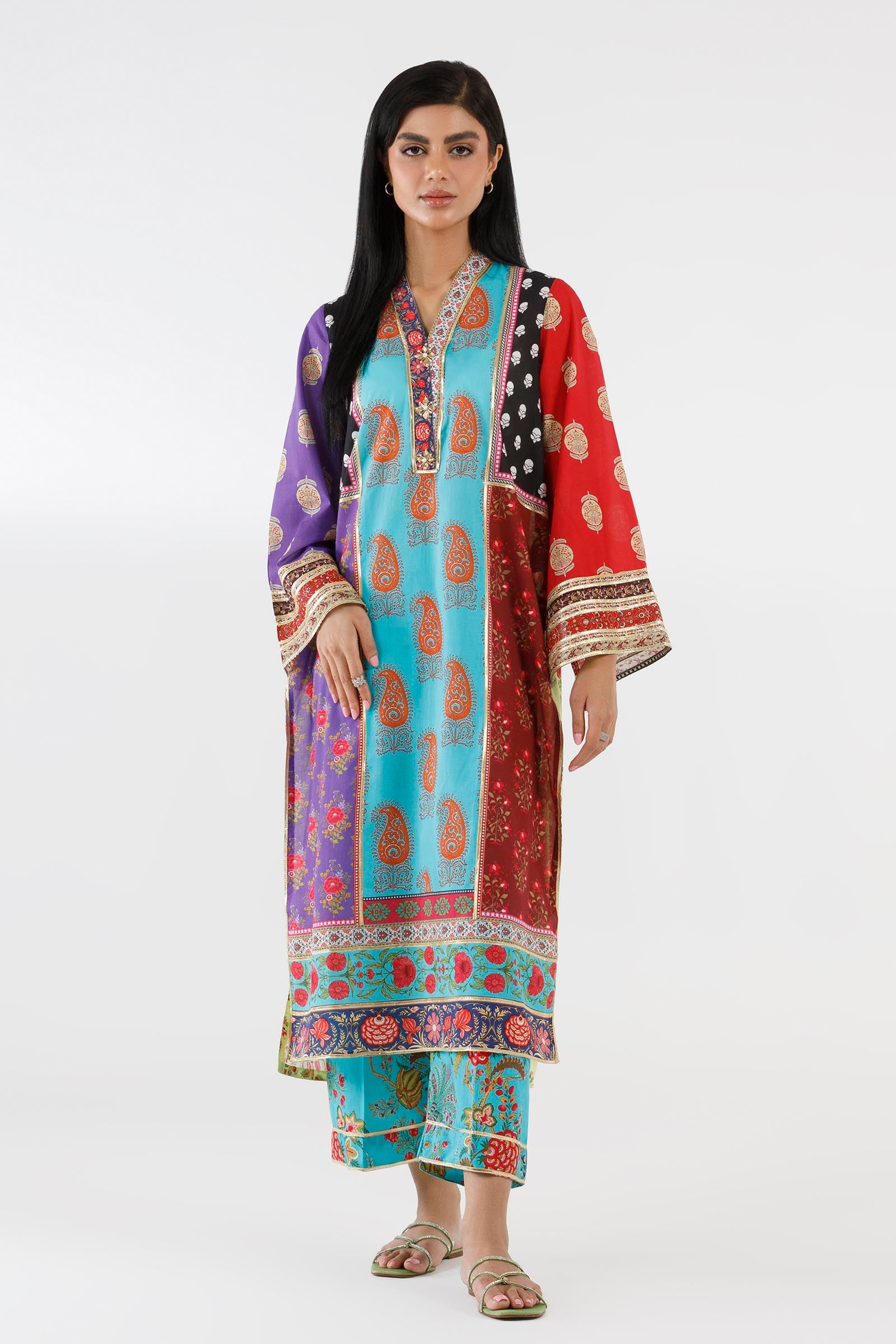 Stitched Embroidered Lawn Shirt+ Culotte Main image