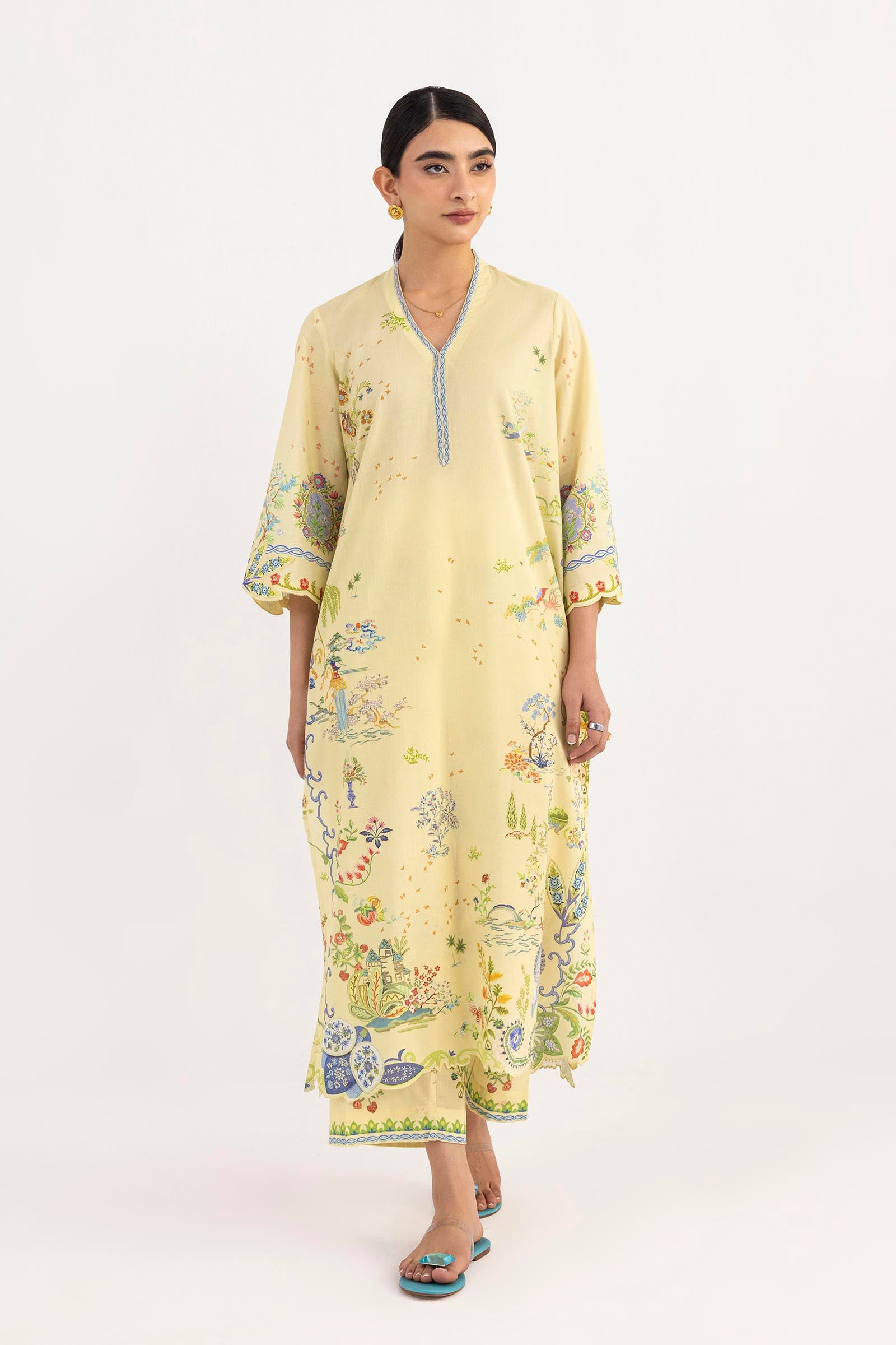 Stitched Printed Lawn Shirt+ Culotte Main image