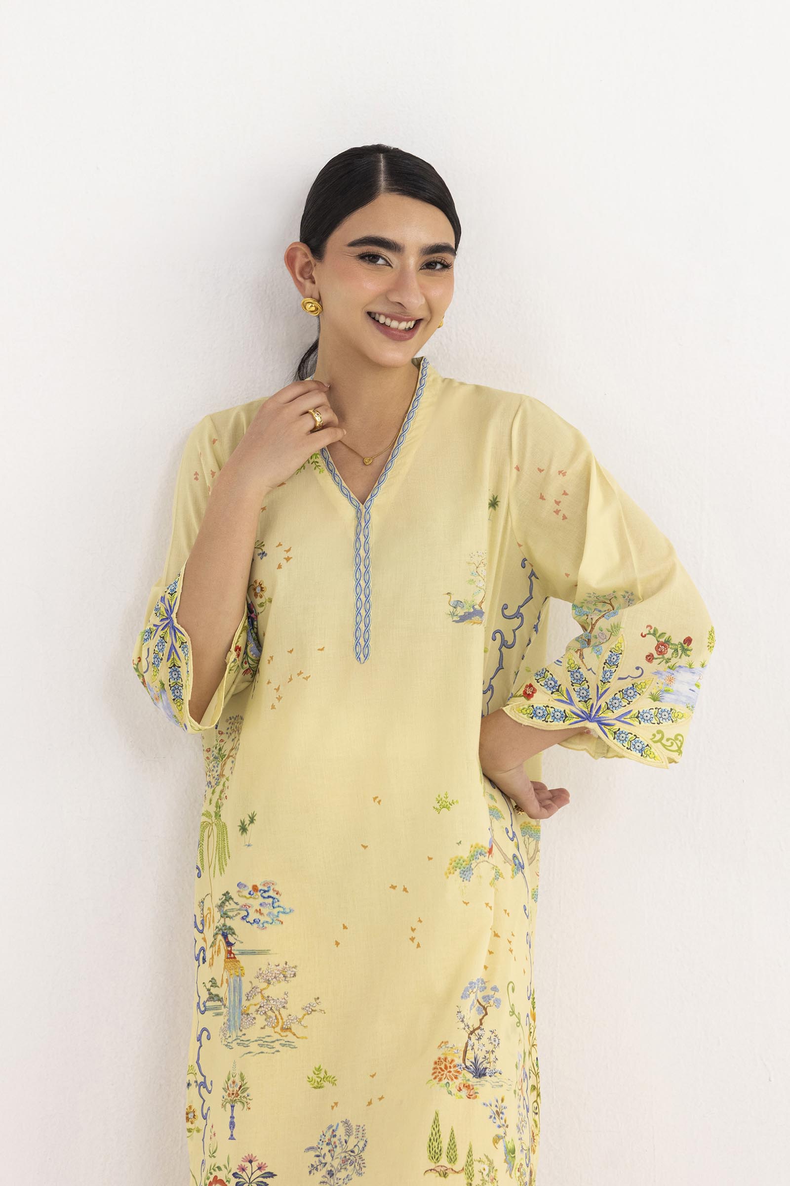 Stitched Printed Lawn Shirt+ Culotte Secondary image