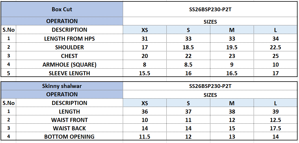 Size Chart