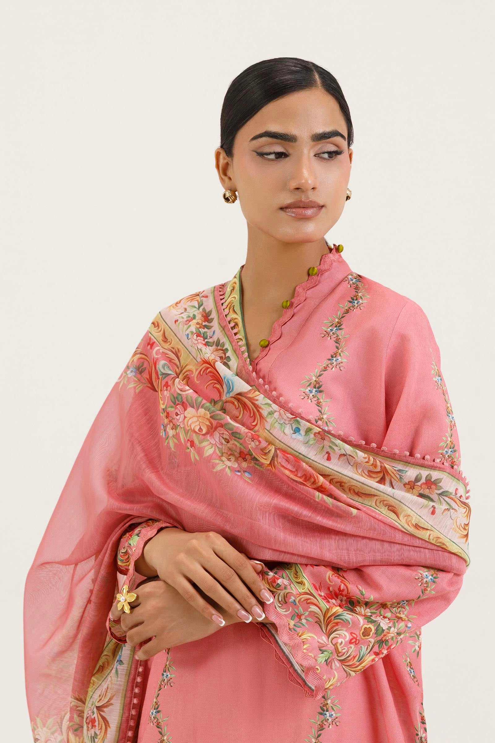 Stitched Printed Dobby Shirt+ Dupatta