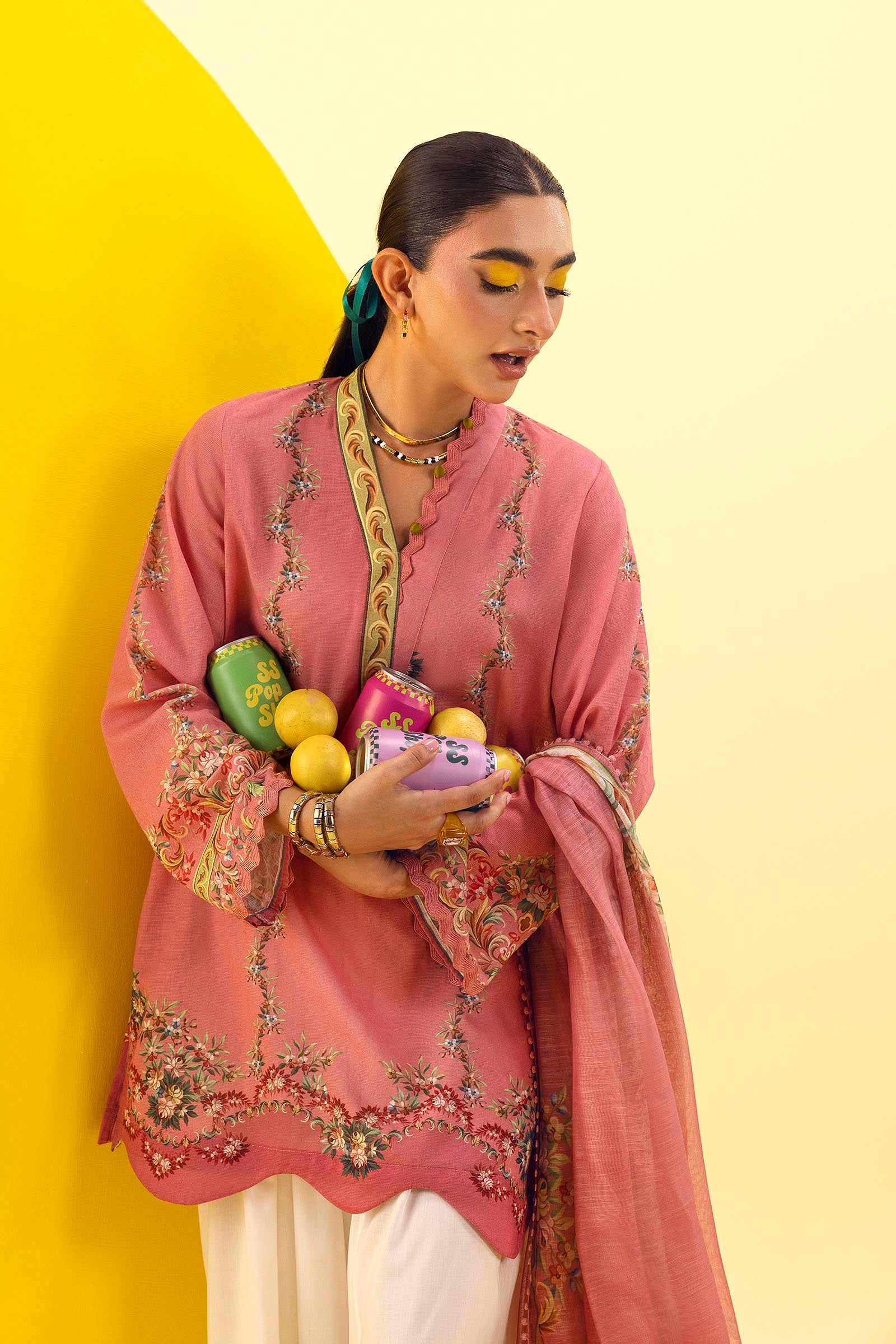 Stitched Printed Dobby Shirt+ Dupatta Secondary image