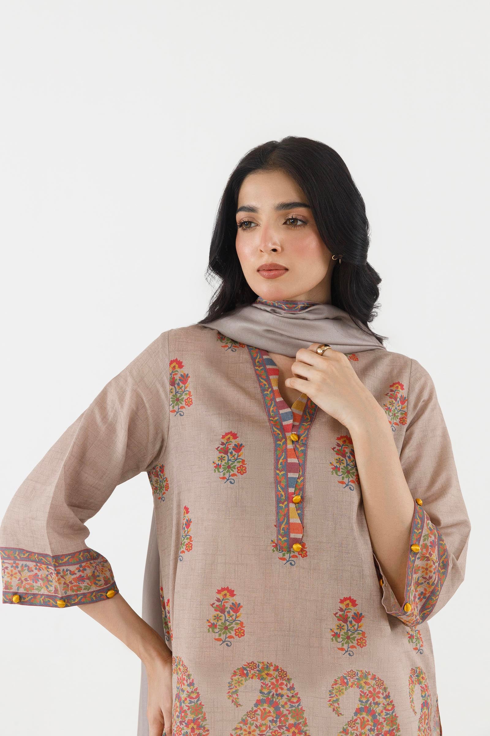 Stitched Printed Fancy Dobby Shirt+ Dupatta Secondary image