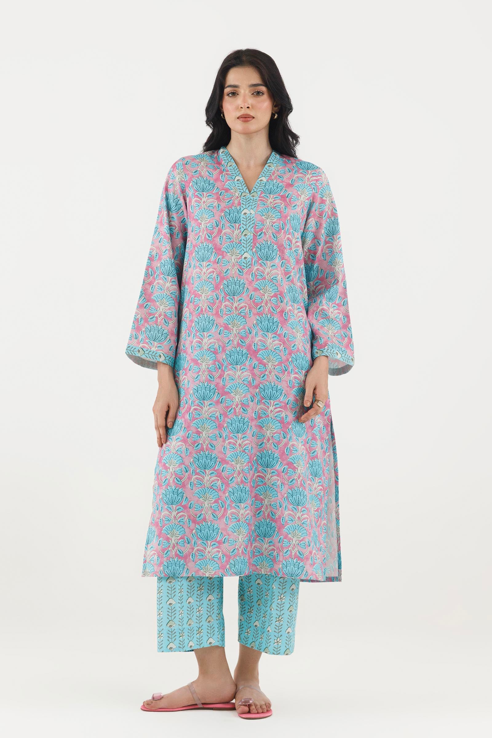 Stitched Printed Fancy Dobby Shirt+ Culotte Main image