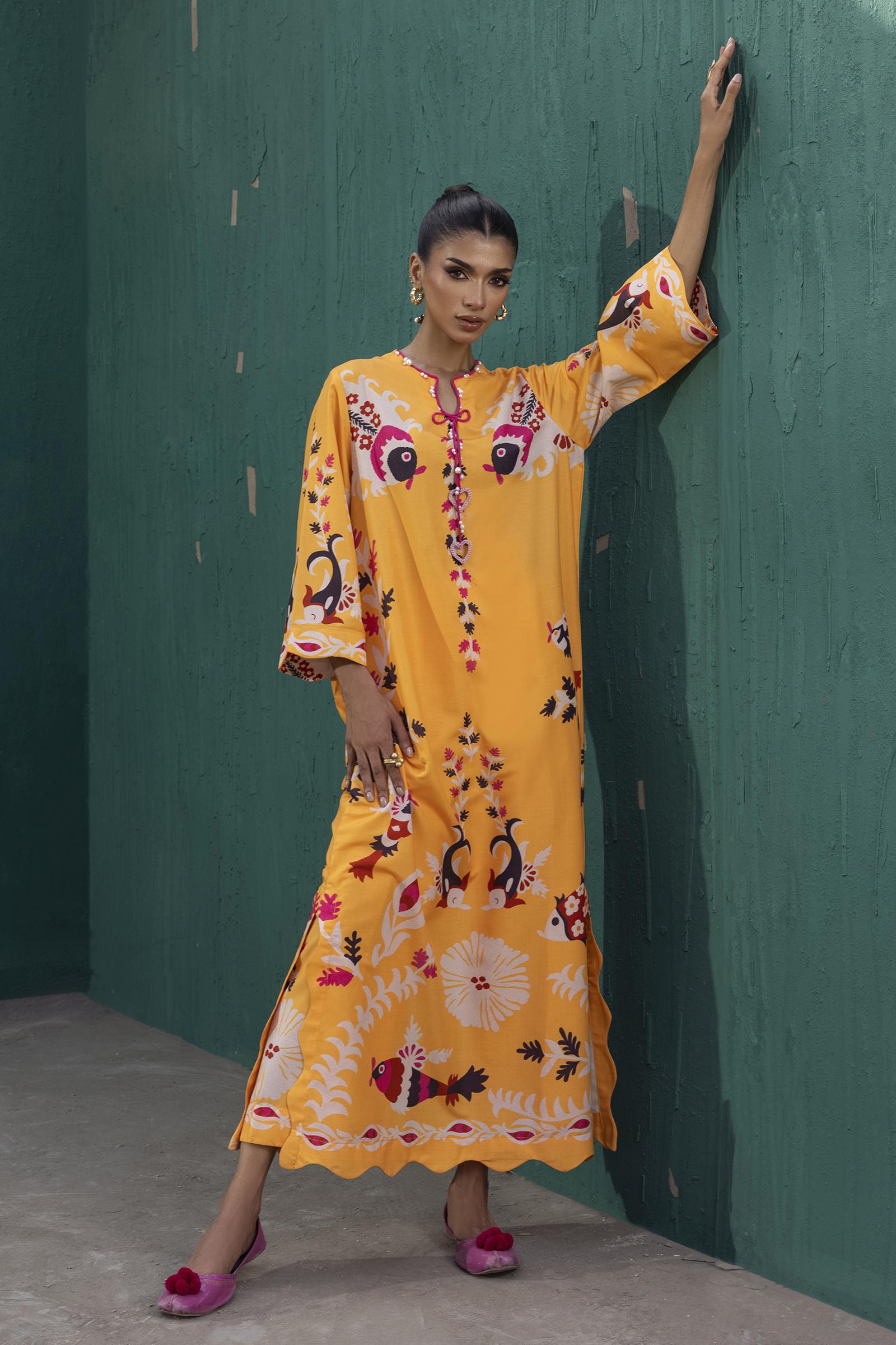 Stitched Printed Viscose Shirt+ Culotte
