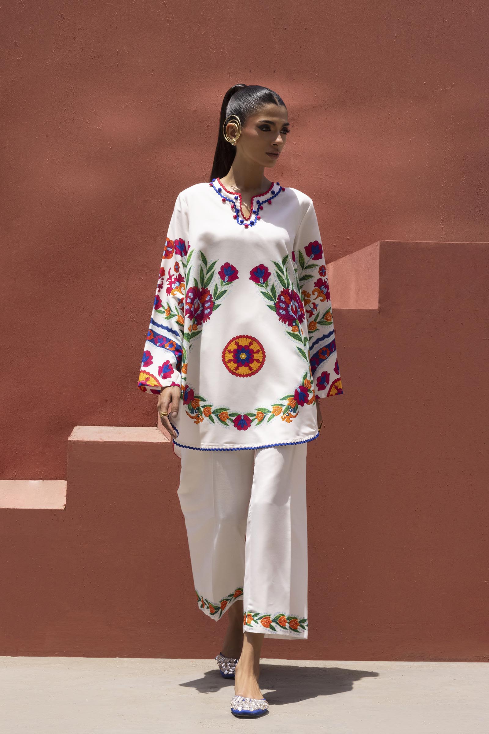 Stitched Printed Viscose Shirt+ Culotte Main image
