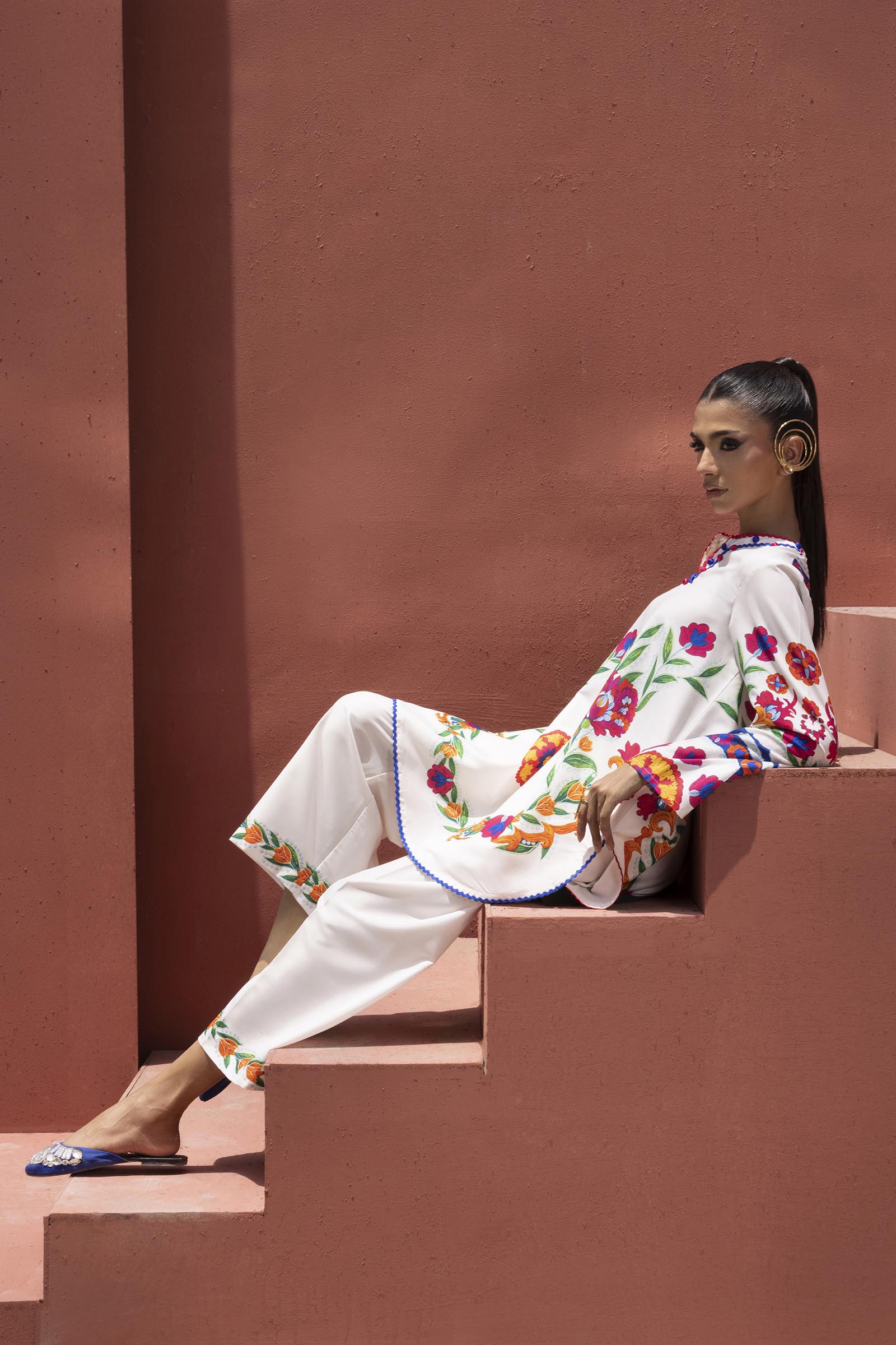 Stitched Printed Viscose Shirt+ Culotte