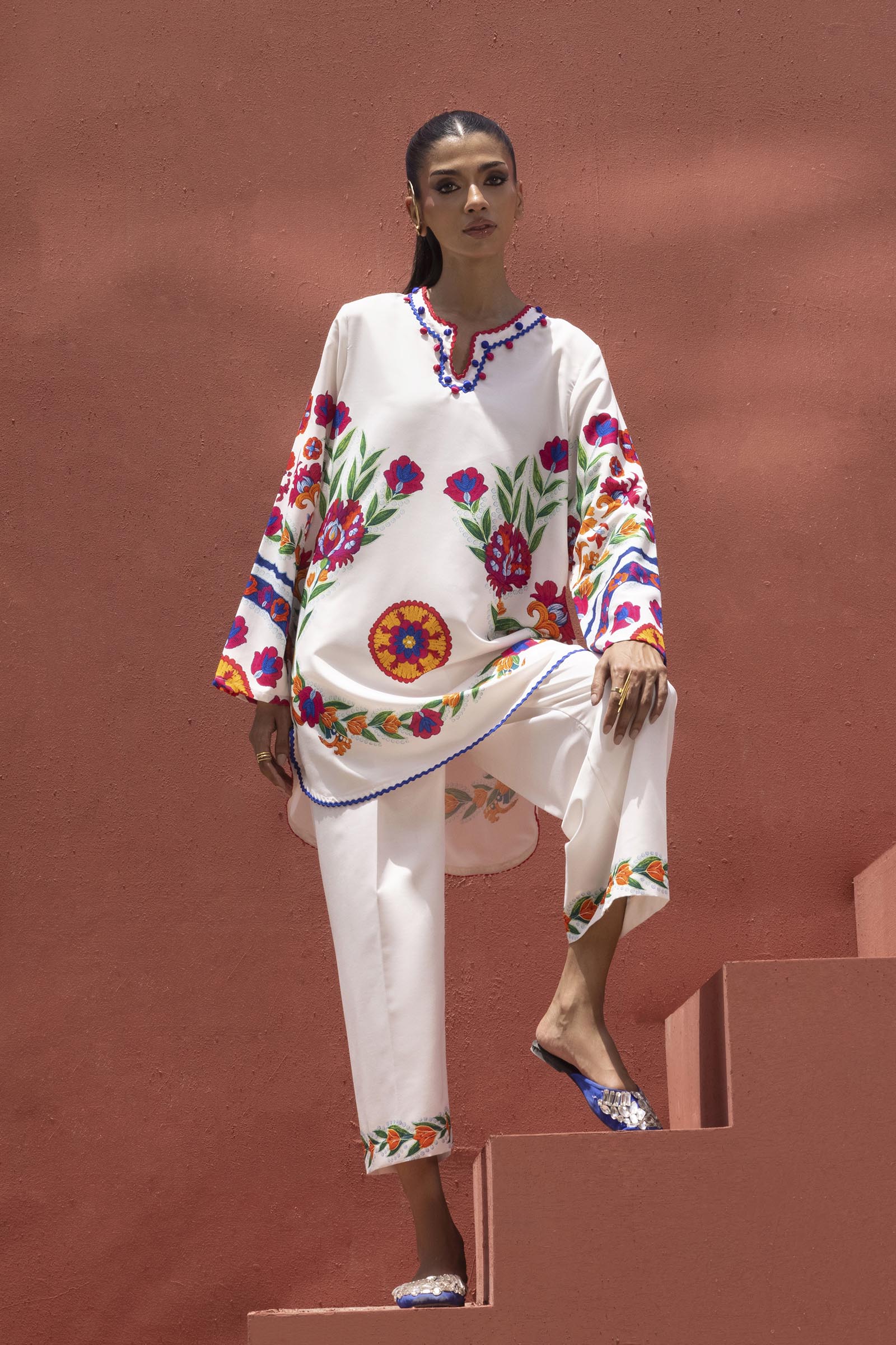 Stitched Printed Viscose Shirt+ Culotte Secondary image