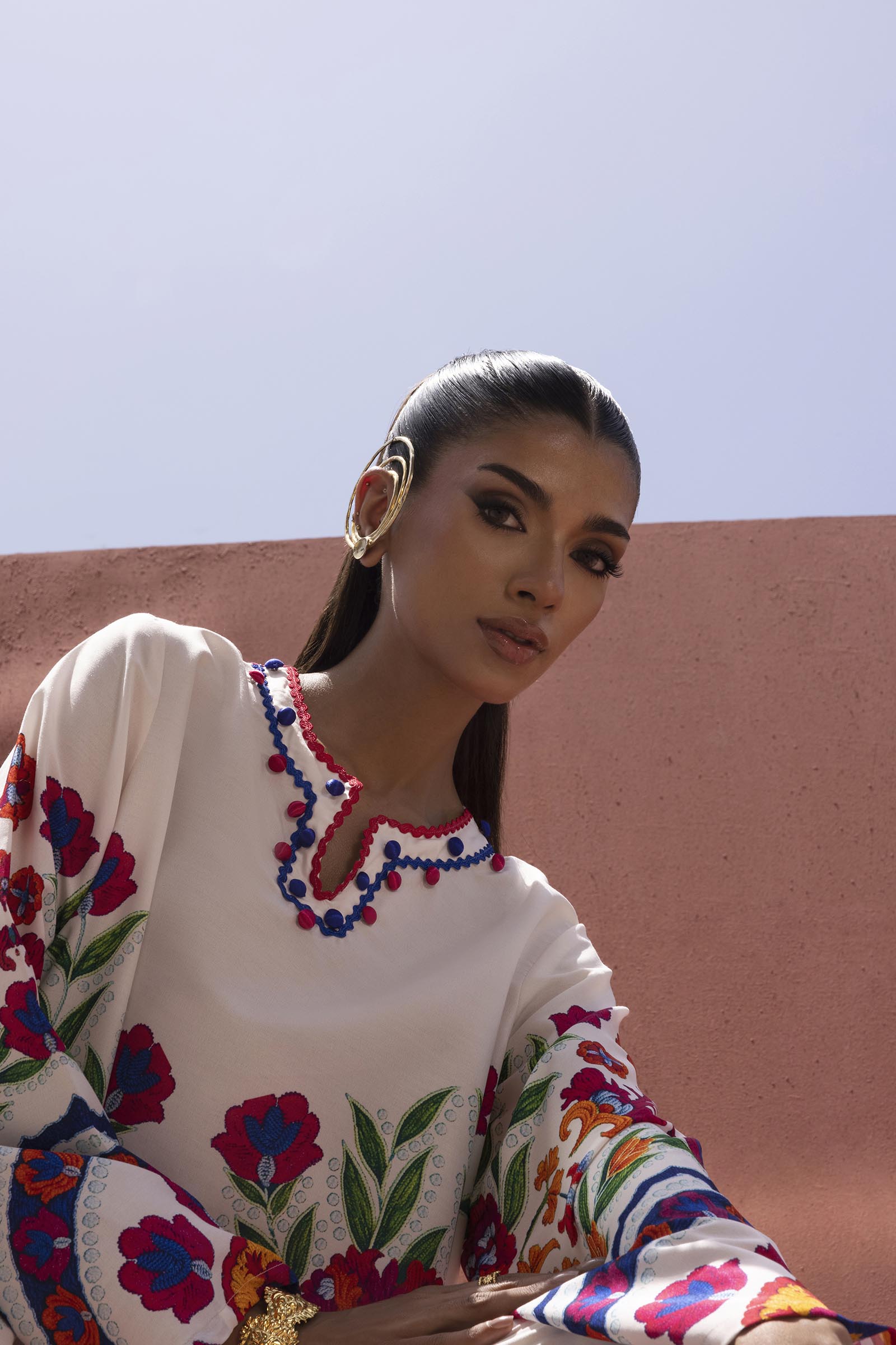 Stitched Printed Viscose Shirt+ Culotte