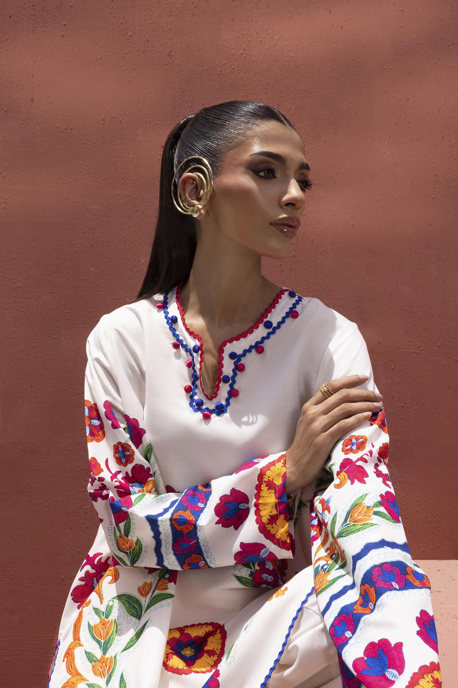 Stitched Printed Viscose Shirt+ Culotte