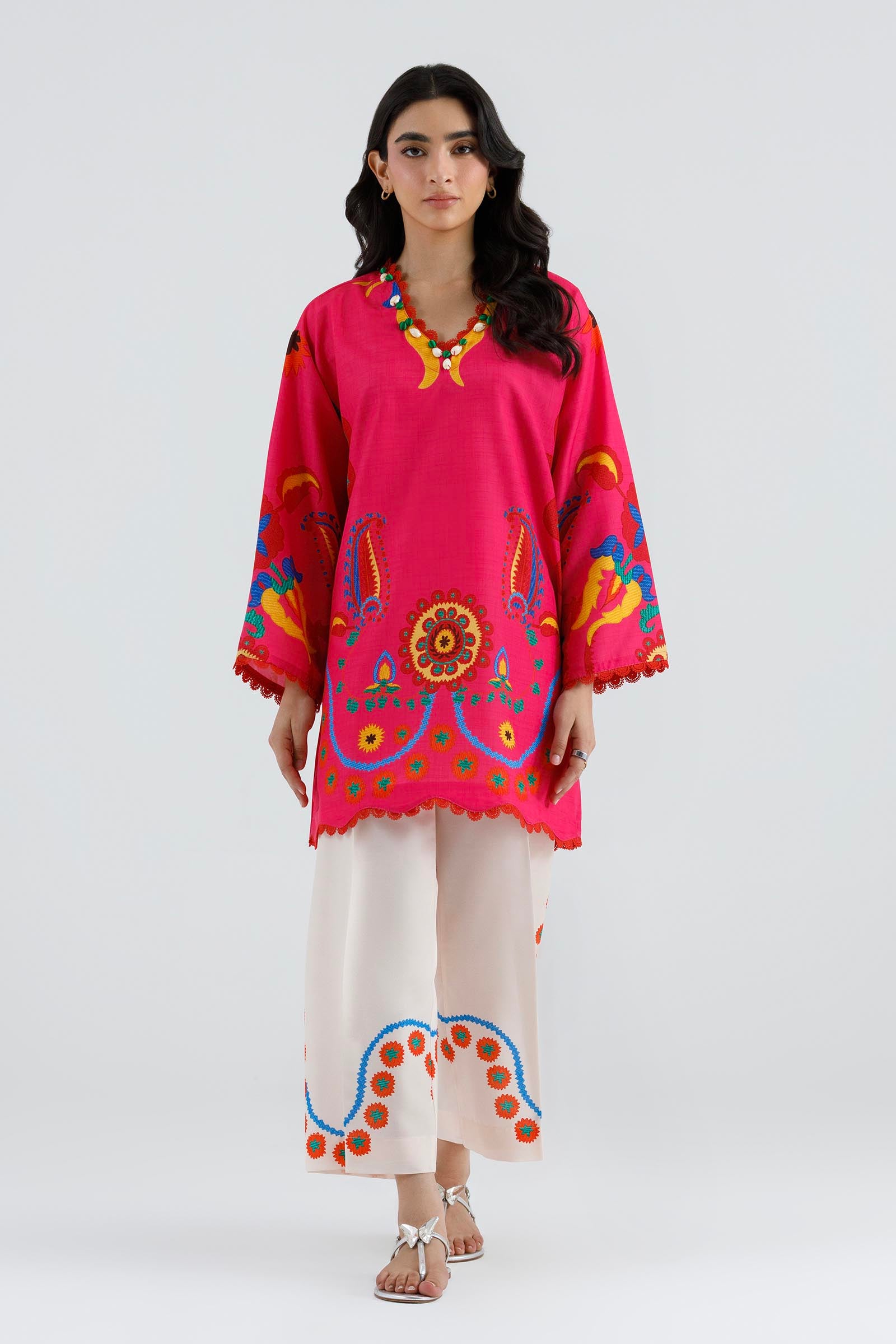 Stitched Printed Viscose Shirt+ Culotte Main image