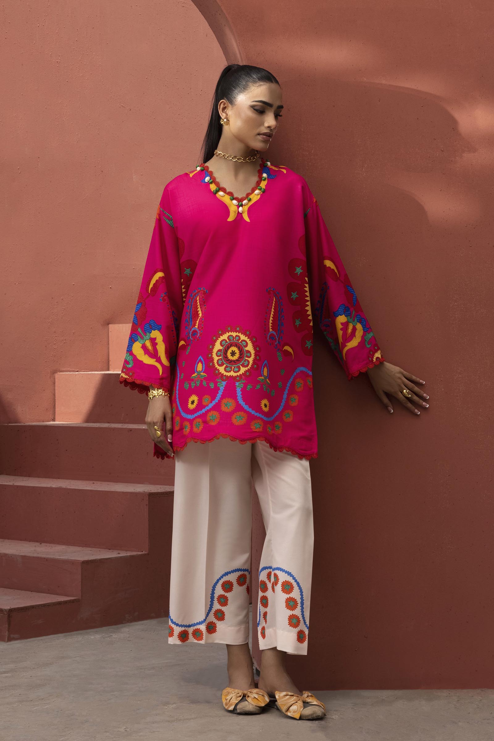 Stitched Printed Viscose Shirt+ Culotte Main image