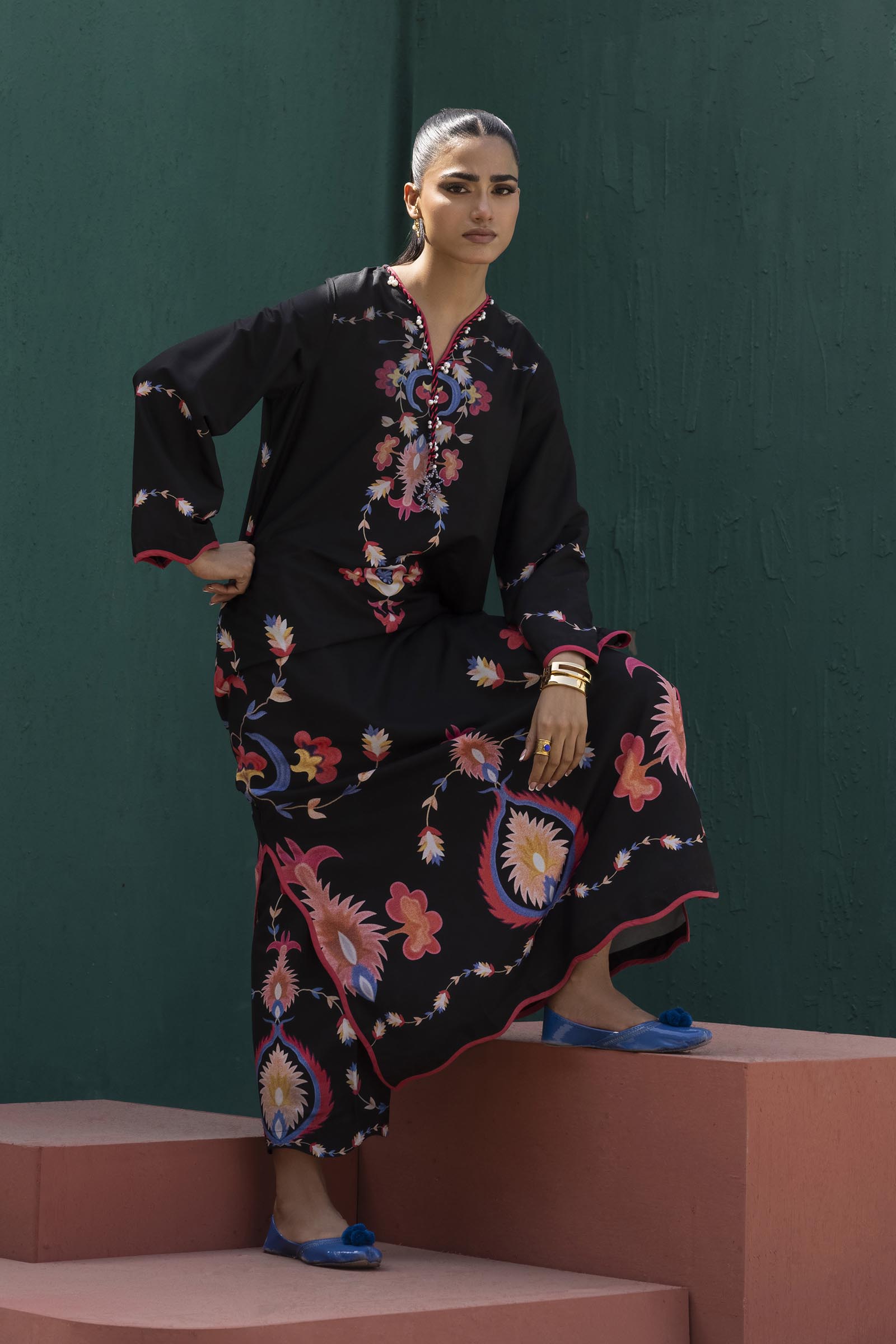 Stitched Printed Viscose Shirt+ Culotte Secondary image