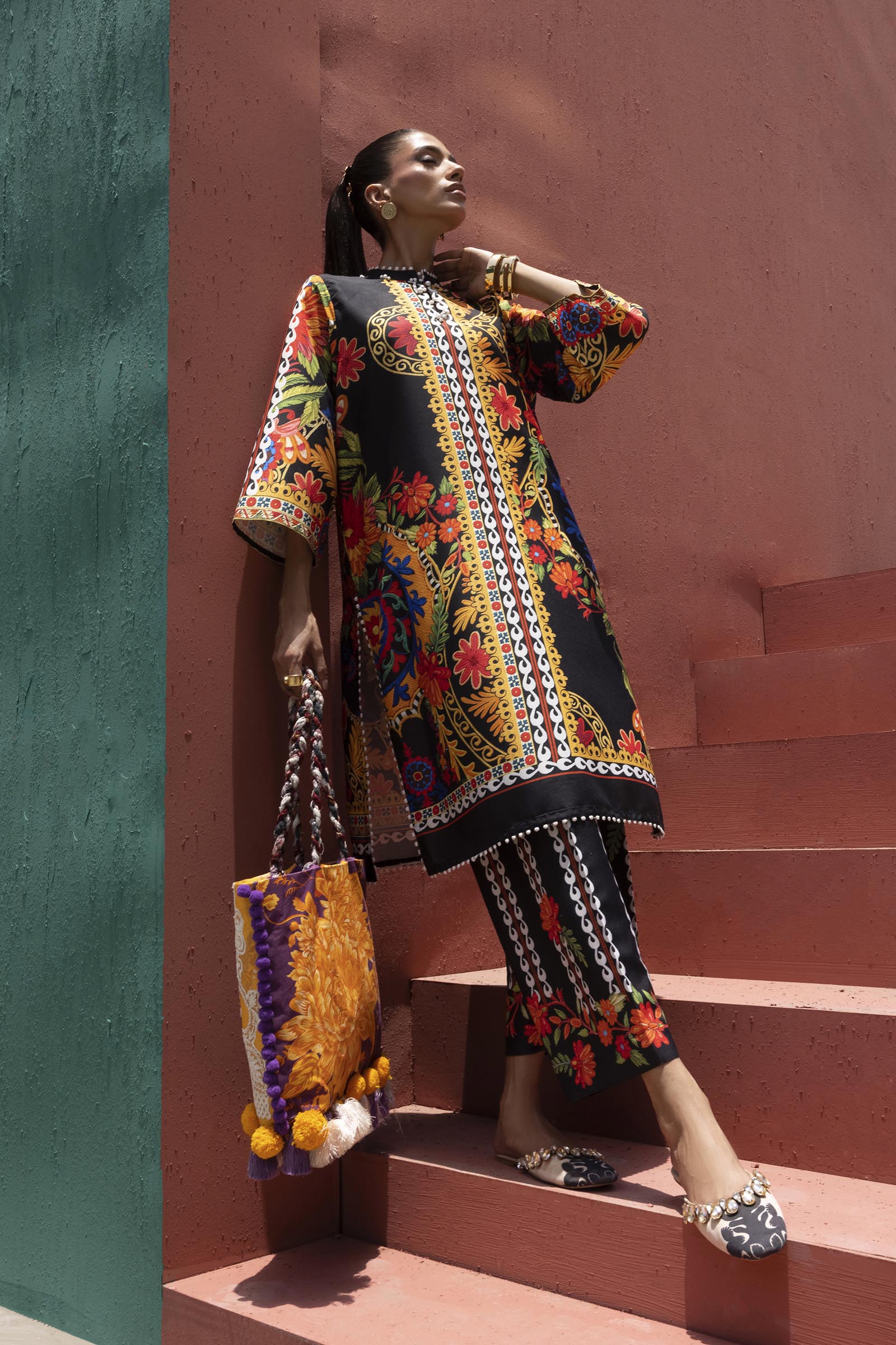 Stitched Printed Viscose Shirt+ Culotte Main image