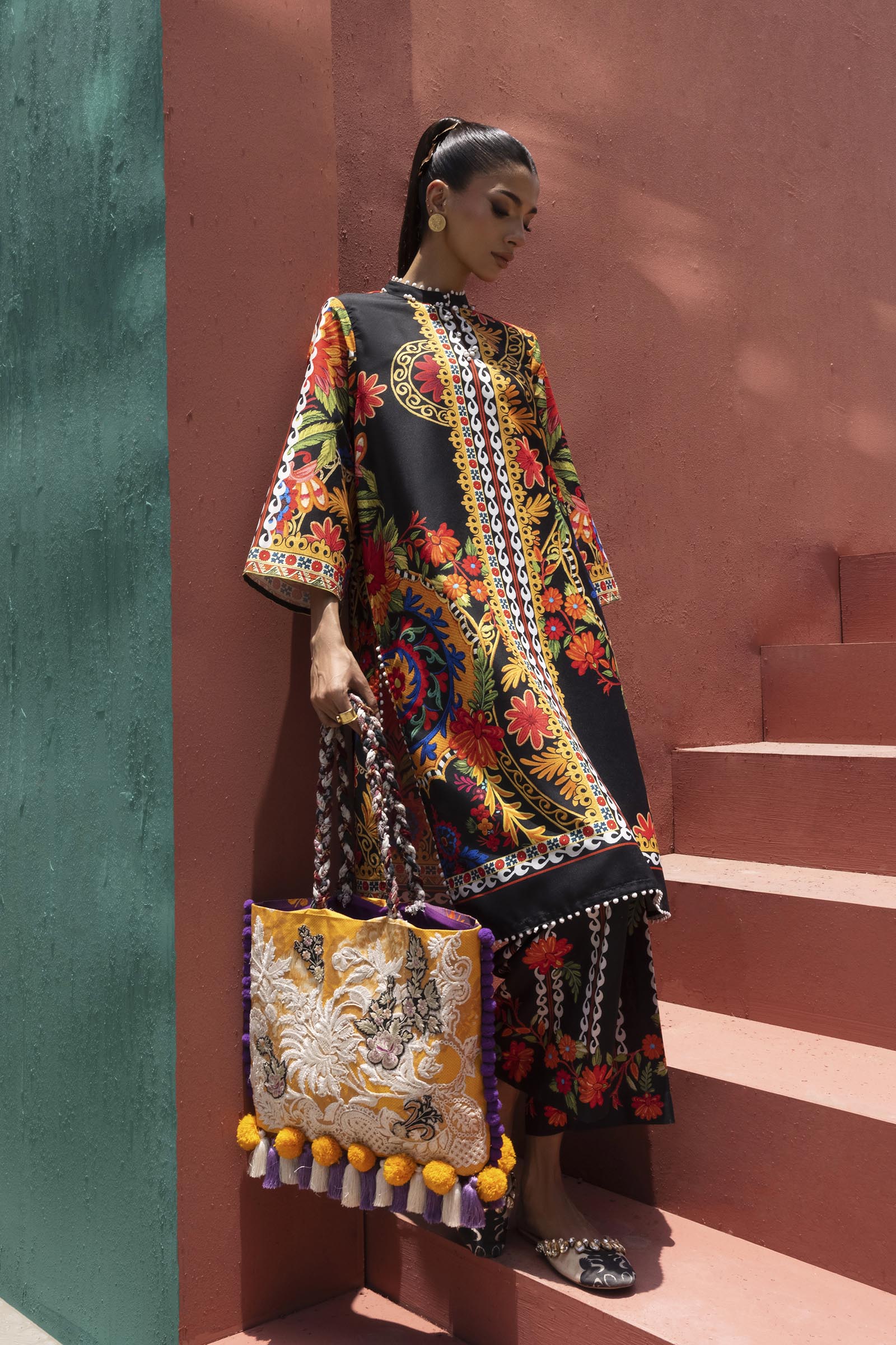 Stitched Printed Viscose Shirt+ Culotte Secondary image