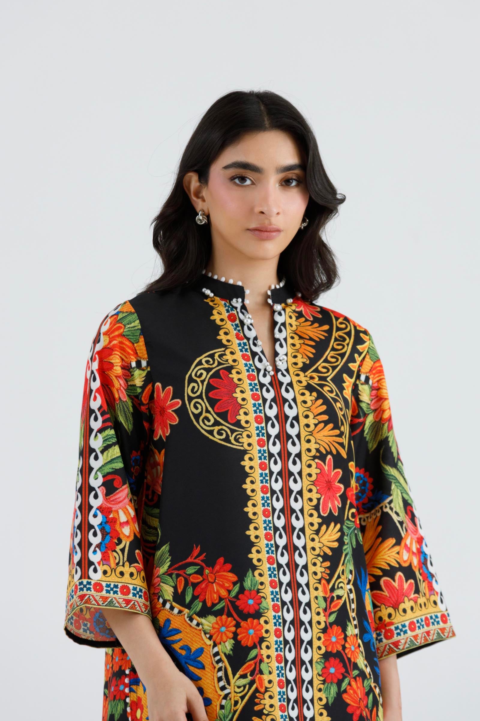 Stitched Printed Viscose Shirt+ Culotte