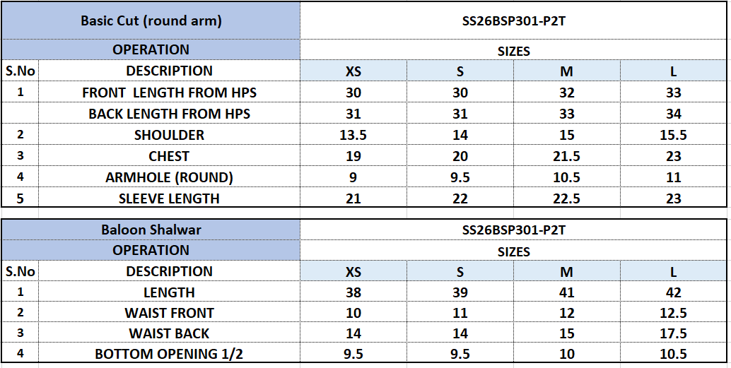 Size Chart