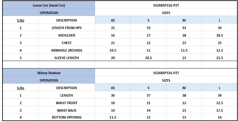 Size Chart