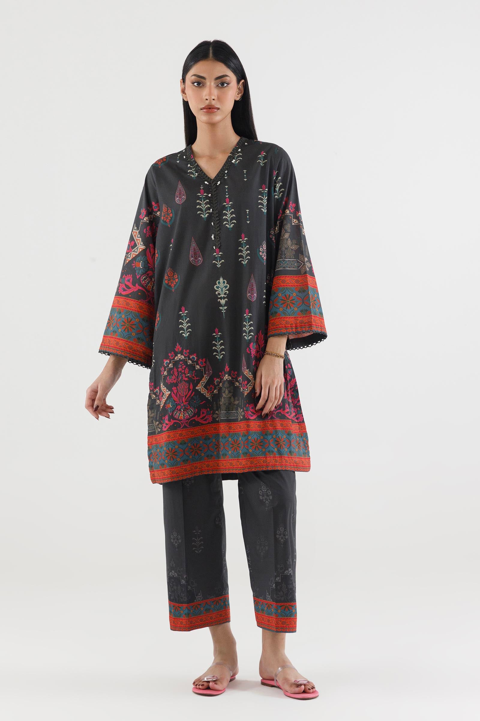 Stitched Printed Lawn Shirt+ Culotte Main image