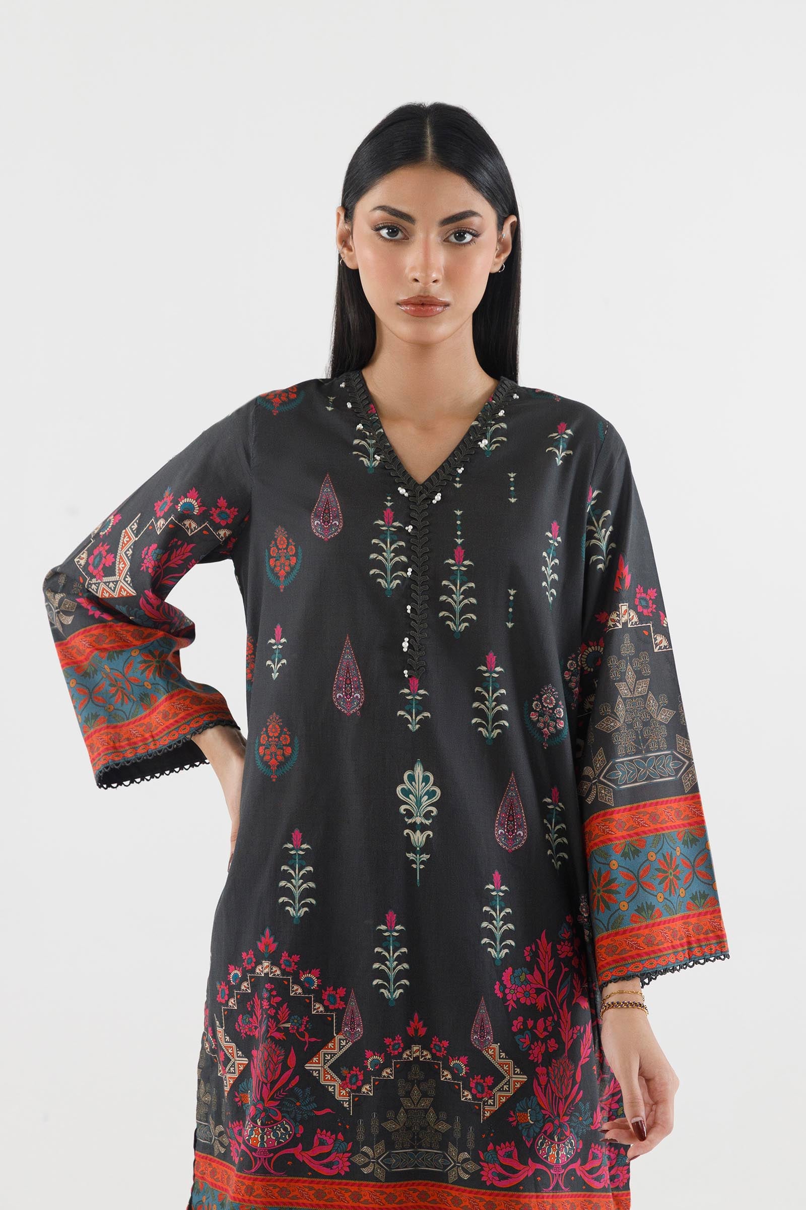 Stitched Printed Lawn Shirt+ Culotte Secondary image