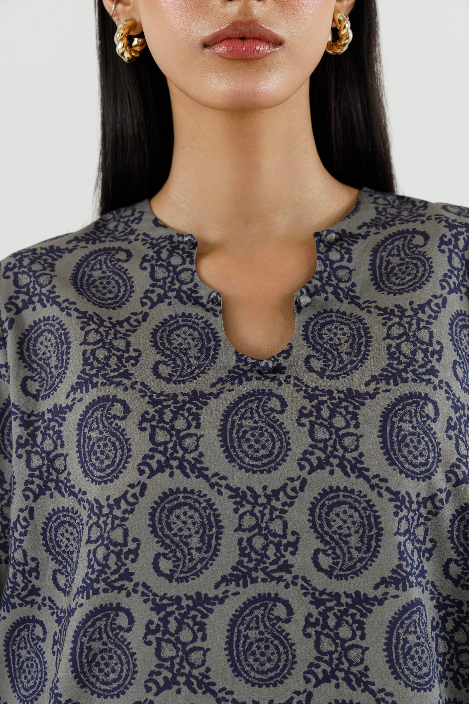 Stitched Printed Lawn Shirt+ Culotte Secondary image