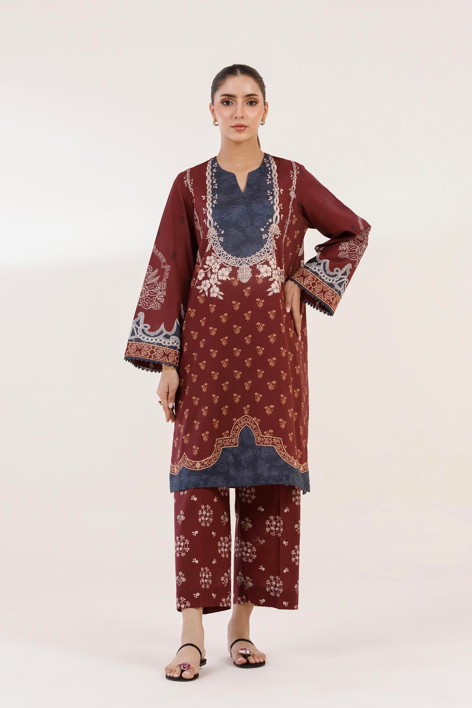 Stitched Printed Lawn Shirt+ Culotte Main image