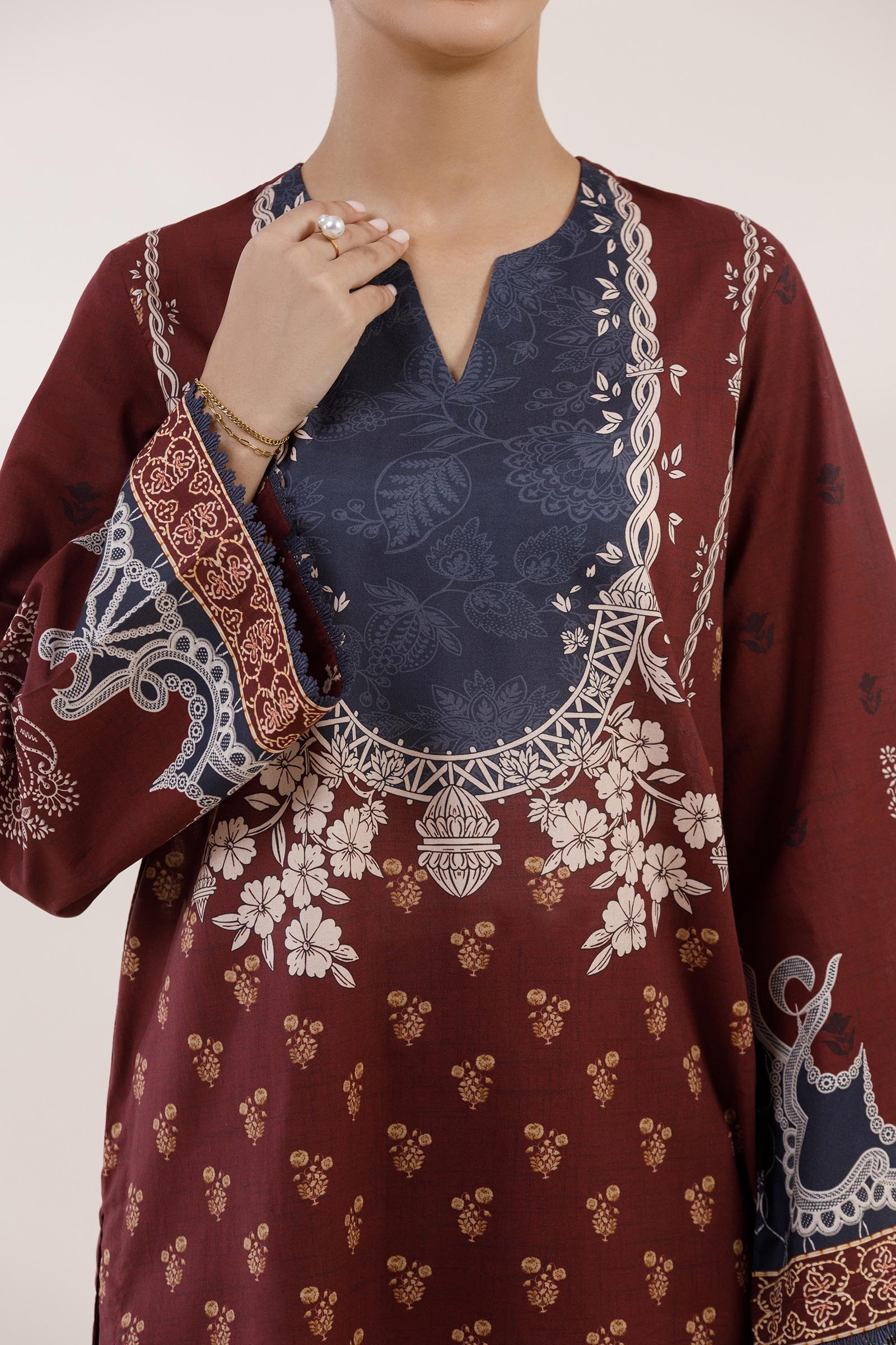 Stitched Printed Lawn Shirt+ Culotte Secondary image