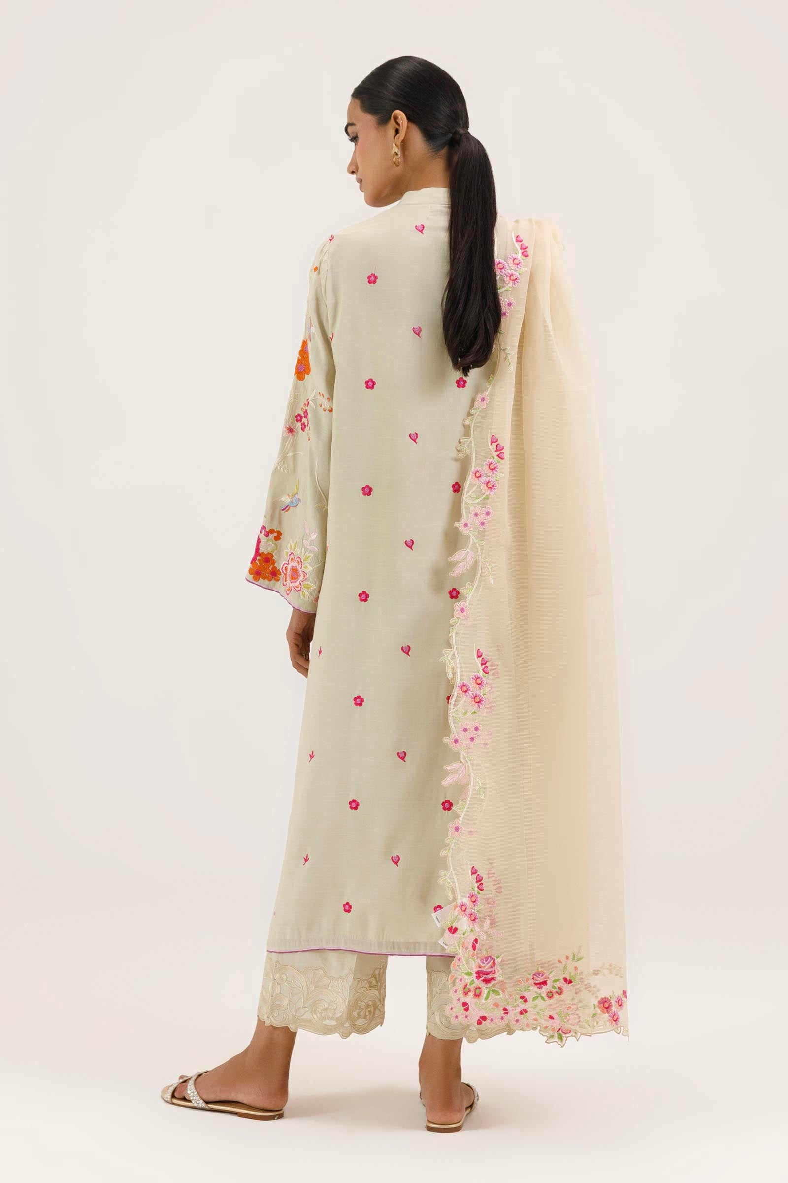 Stitched Embroidered Raw Silk Shirt+ Culotte Secondary image