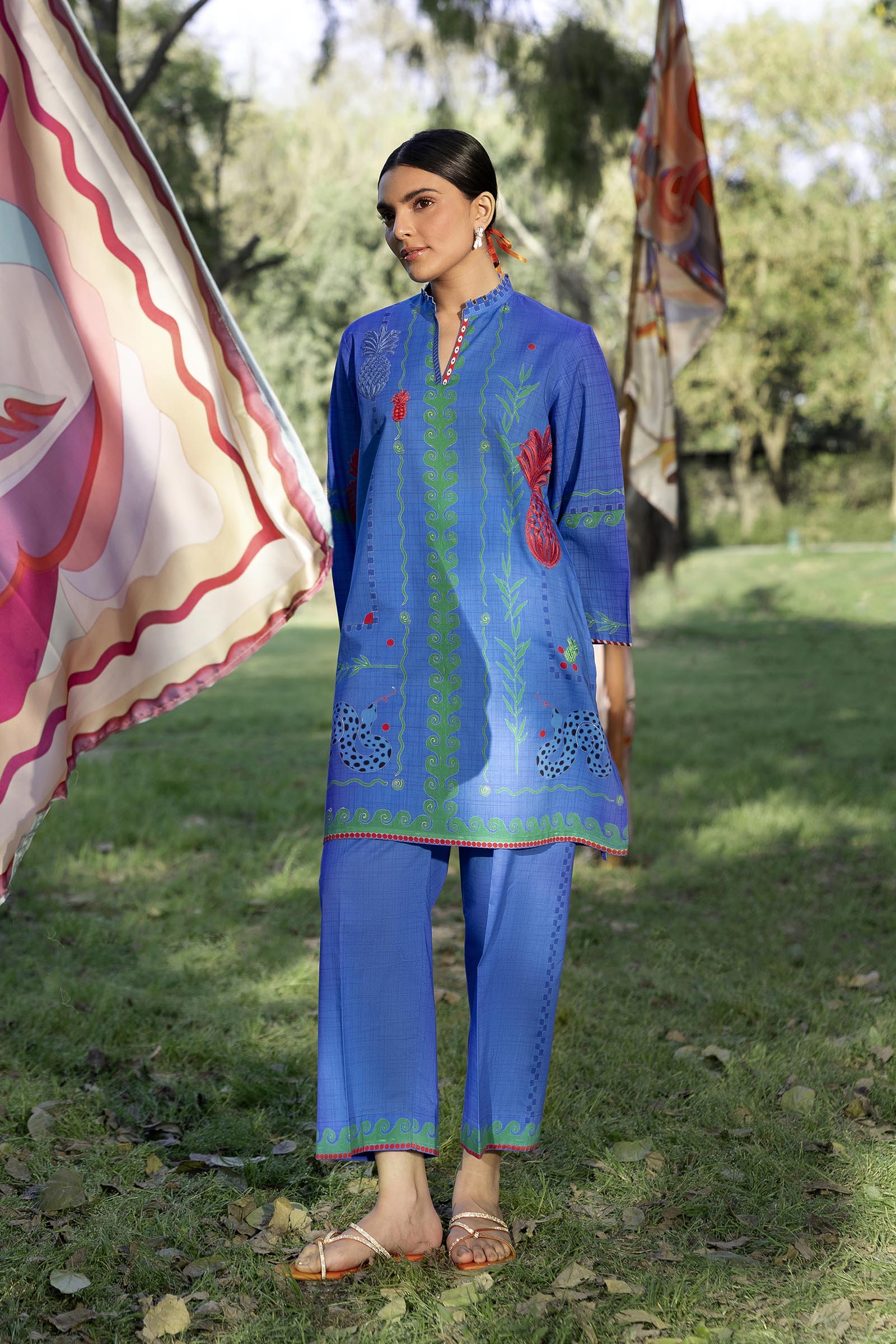 Stitched Embroidered Lawn Shirt + Culotte Main image