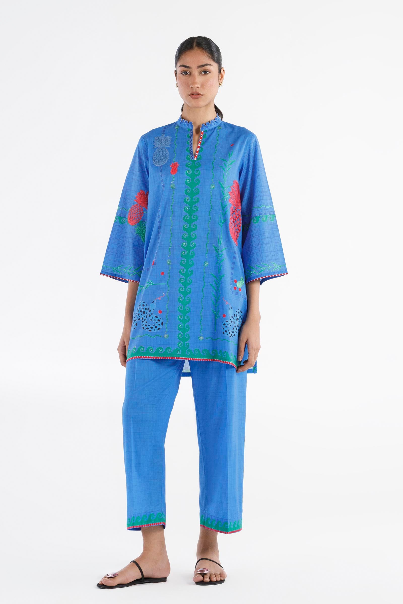 Stitched Embroidered Lawn Shirt + Culotte Secondary image