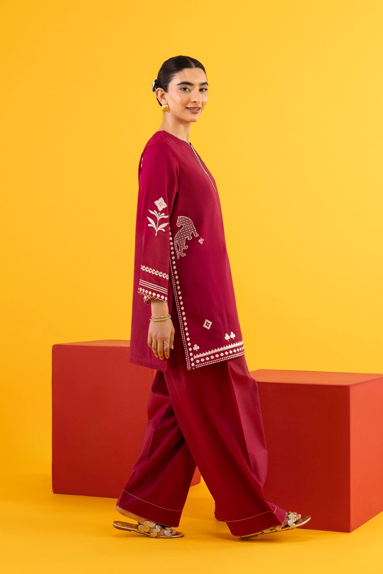 Stitched Embroidered Lawn Shirt + Shalwar Secondary image