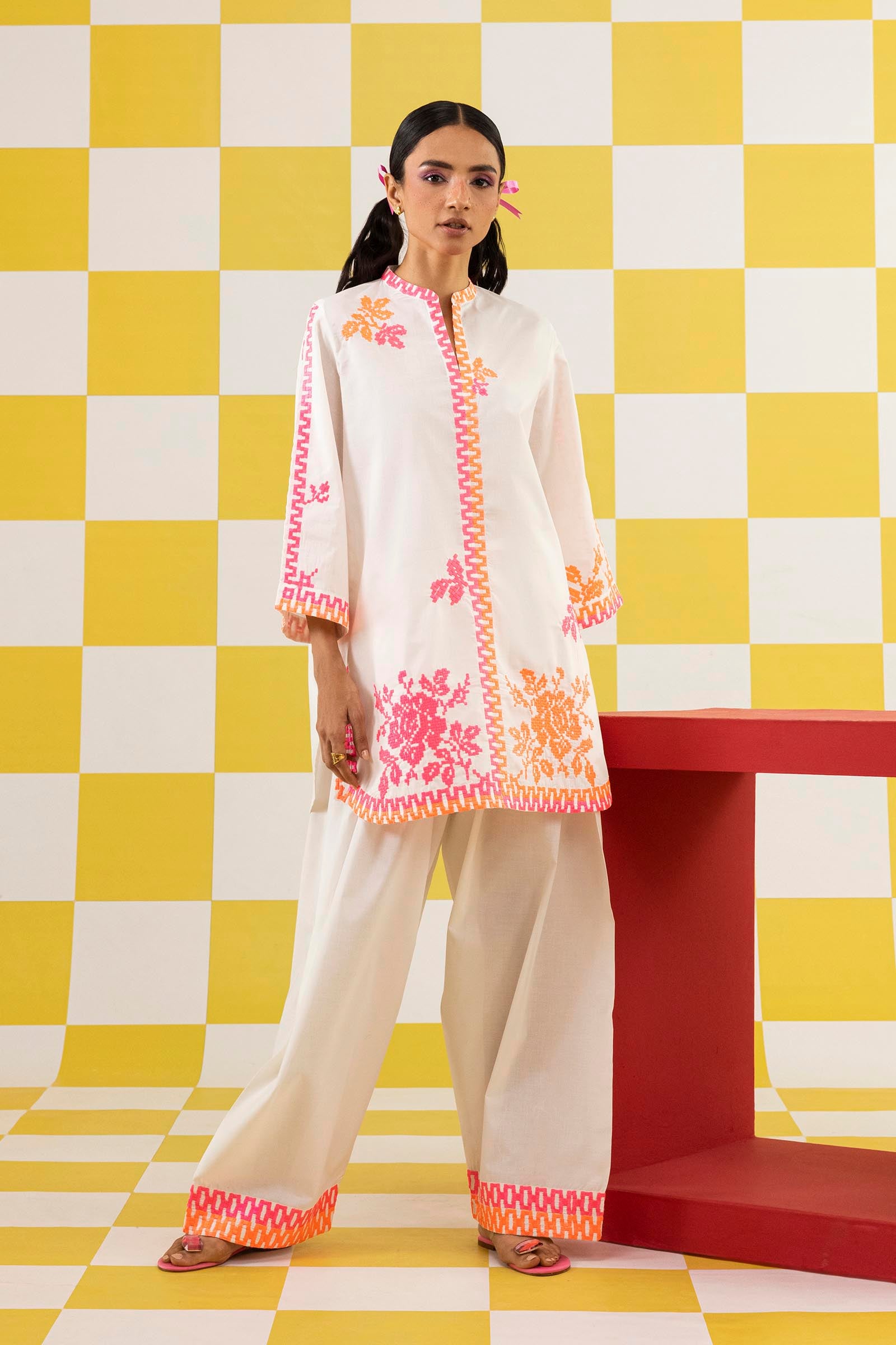 Stitched Embroidered Lawn Shirt + Shalwar Main image