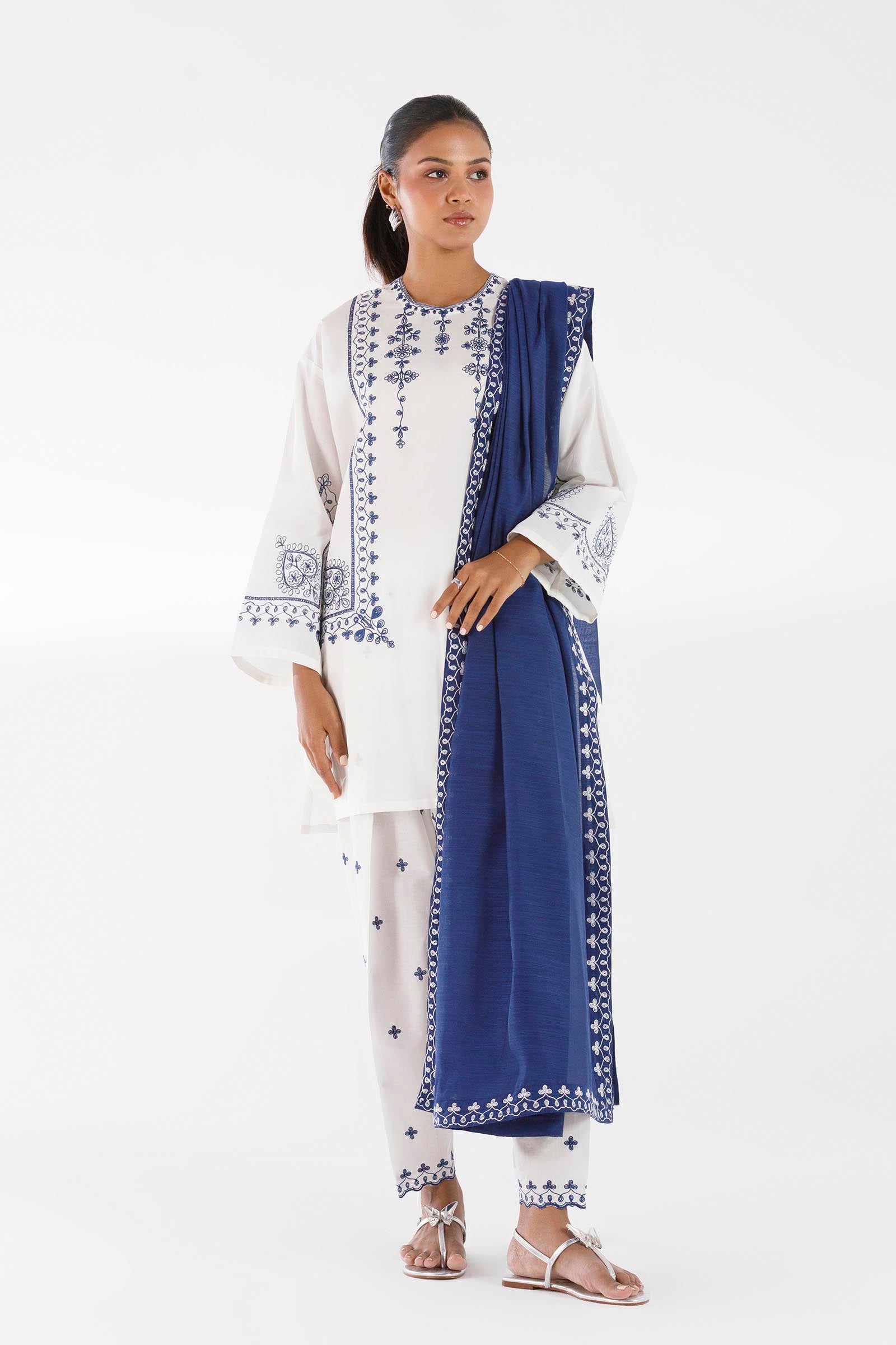 Stitched Embroidered Lawn Suit Secondary image