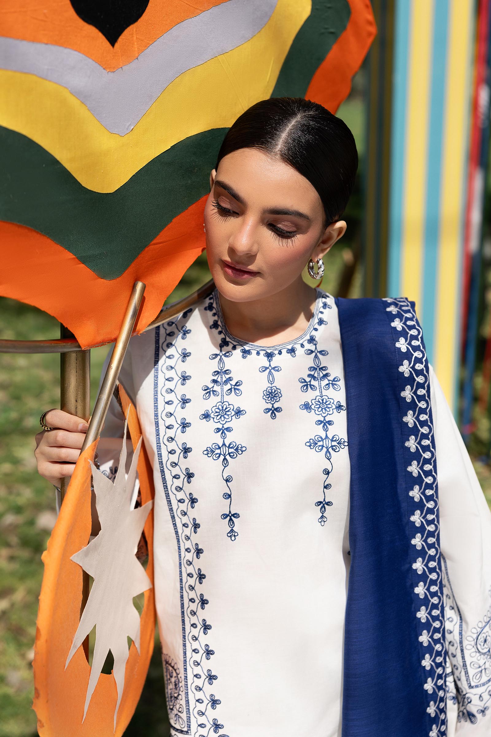 Stitched Embroidered Lawn Shirt+ Shalwar Secondary image