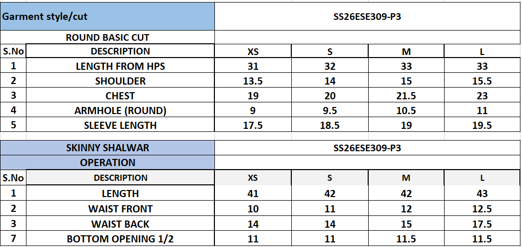 Size Chart