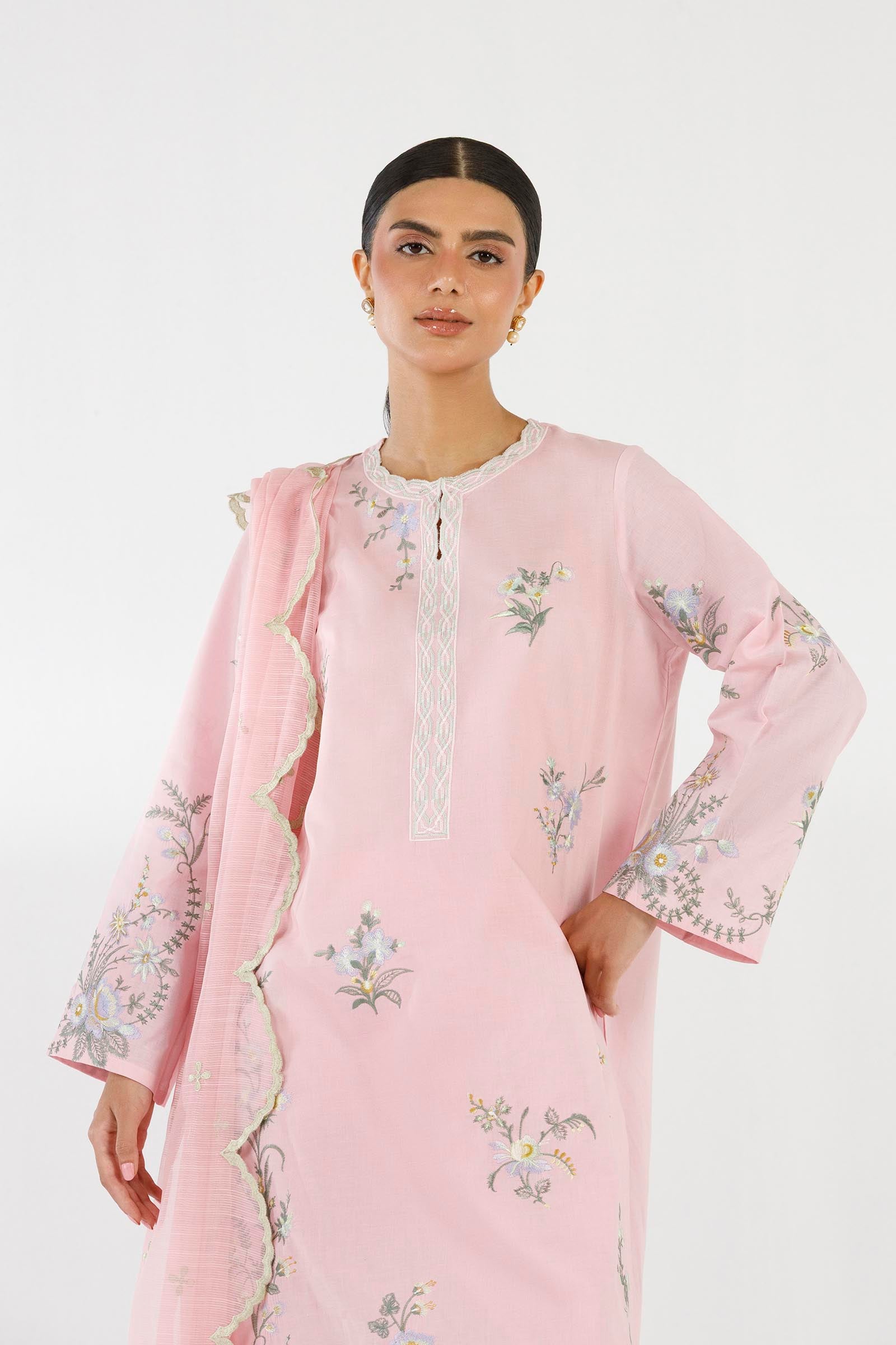 Stitched Embroidered Lawn Suit Secondary image