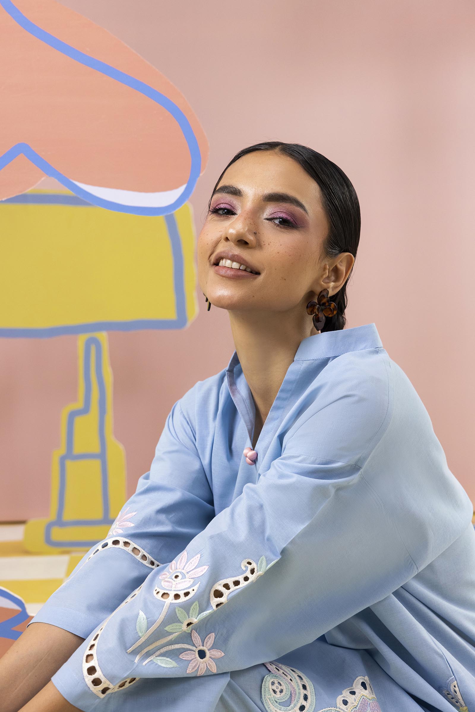 Stitched Embroidered Lawn Shirt+ Culotte