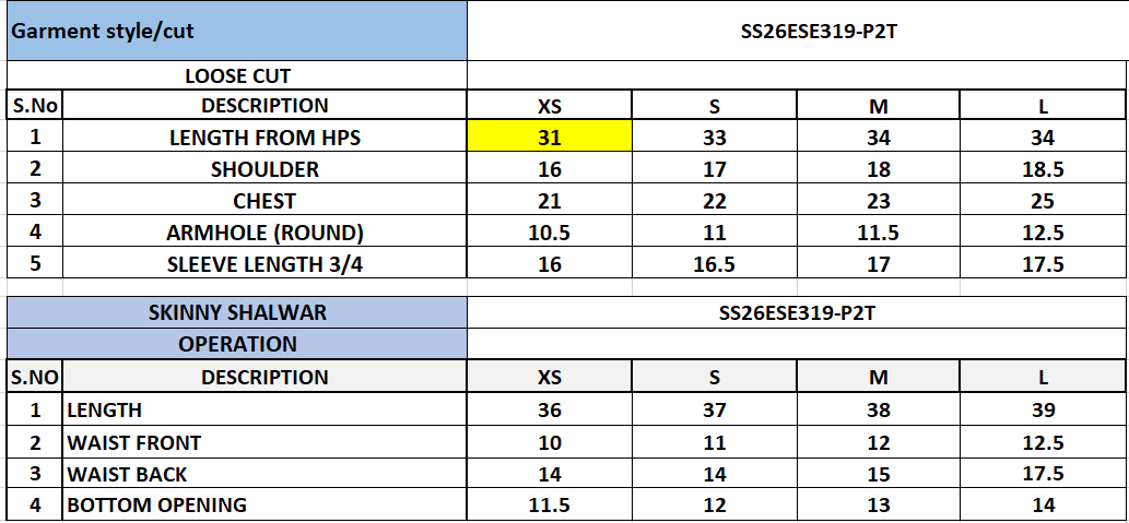 Size Chart
