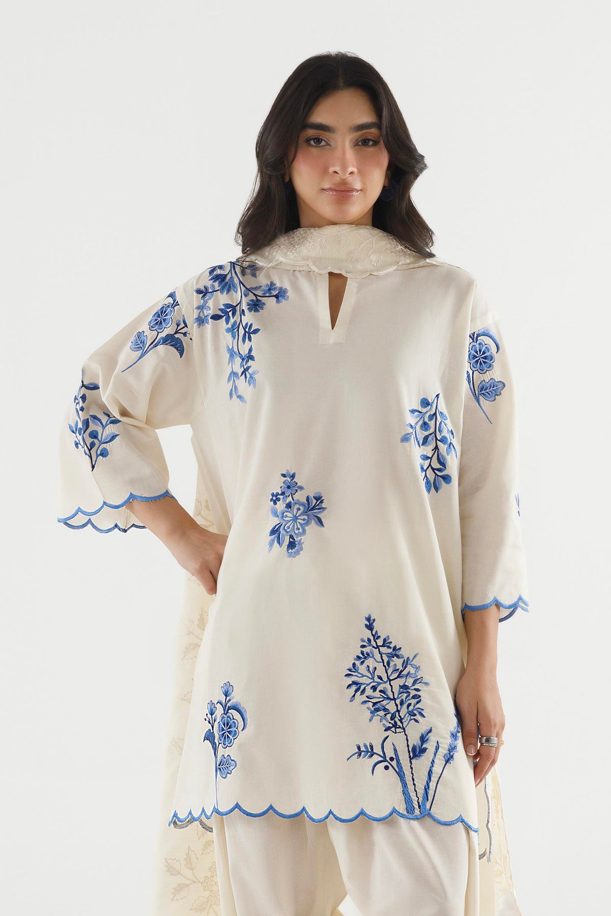 Stitched Embroidered Lawn Suit