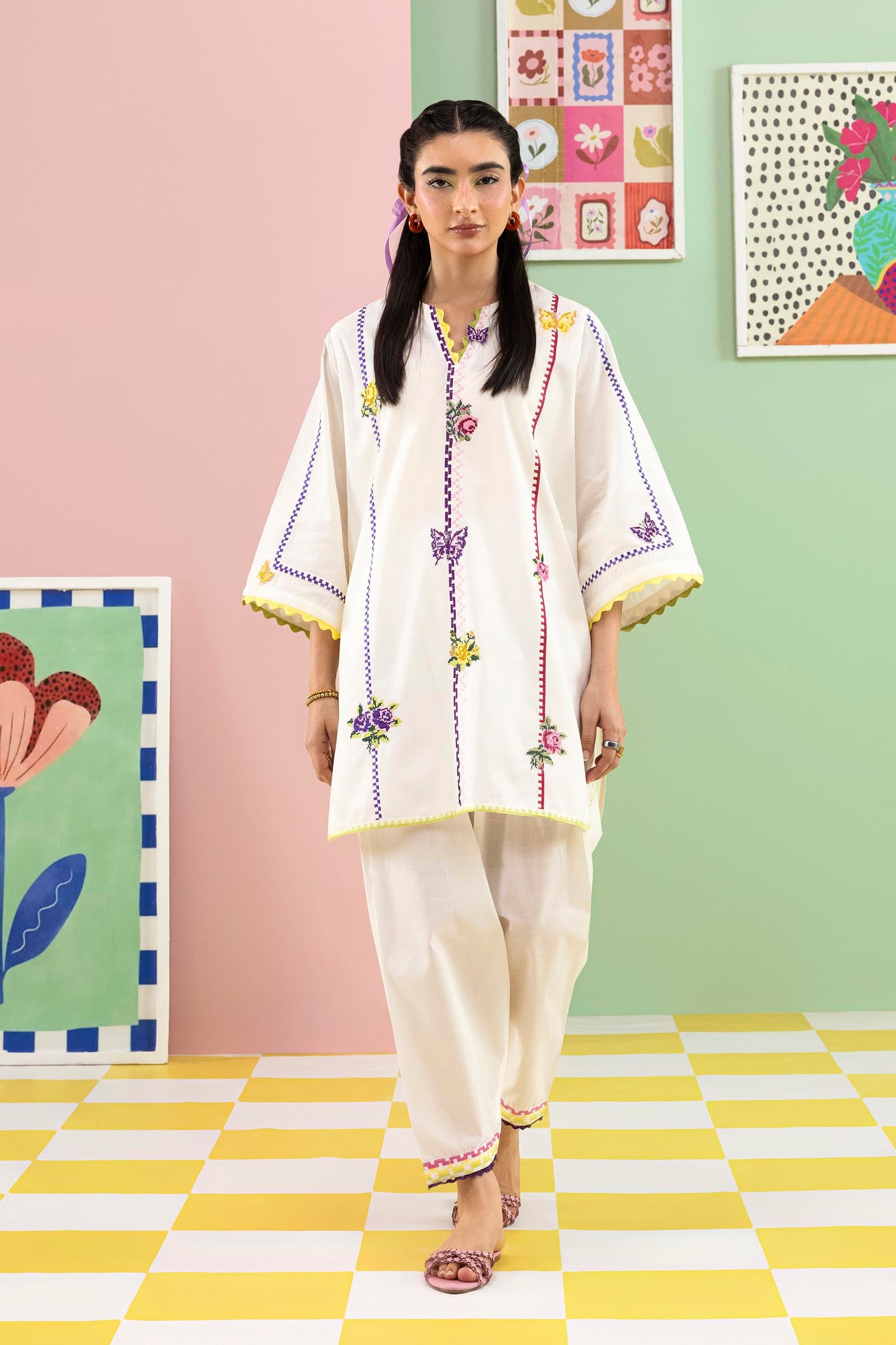 Stitched Embroidered Lawn Shirt+ Shalwar Main image