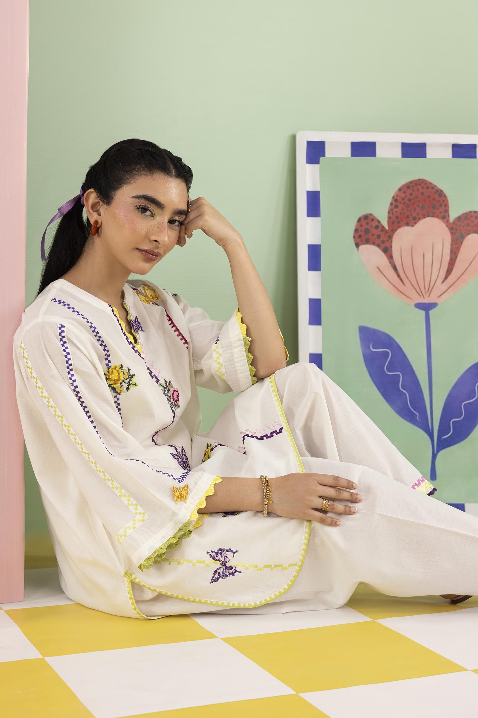 Stitched Embroidered Lawn Shirt+ Shalwar