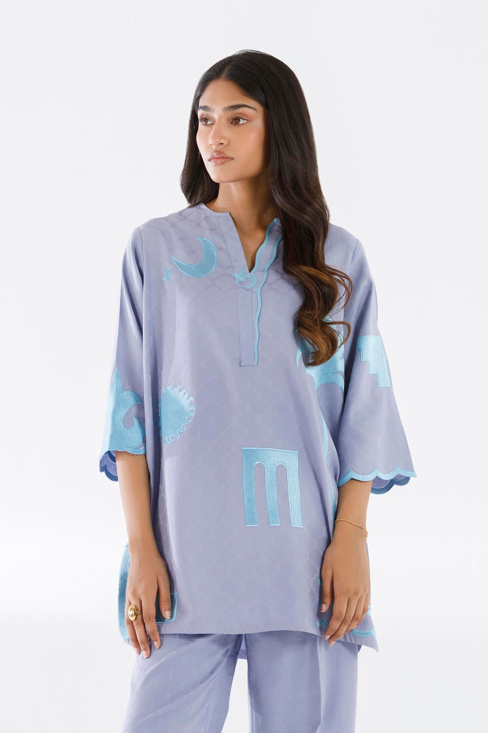 Stitched Embroidered Dobby Shirt+ Culotte Secondary image