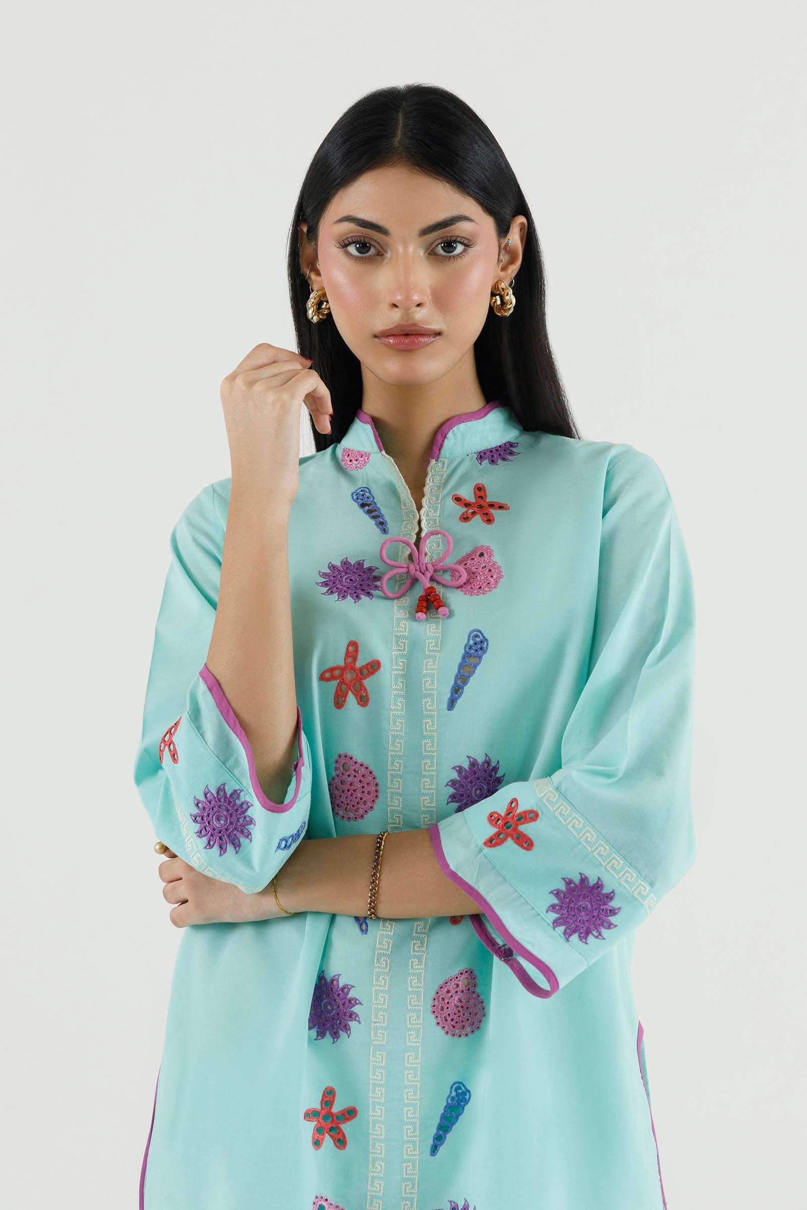 Stitched Embroidered Lawn Shirt+ Shalwar Secondary image