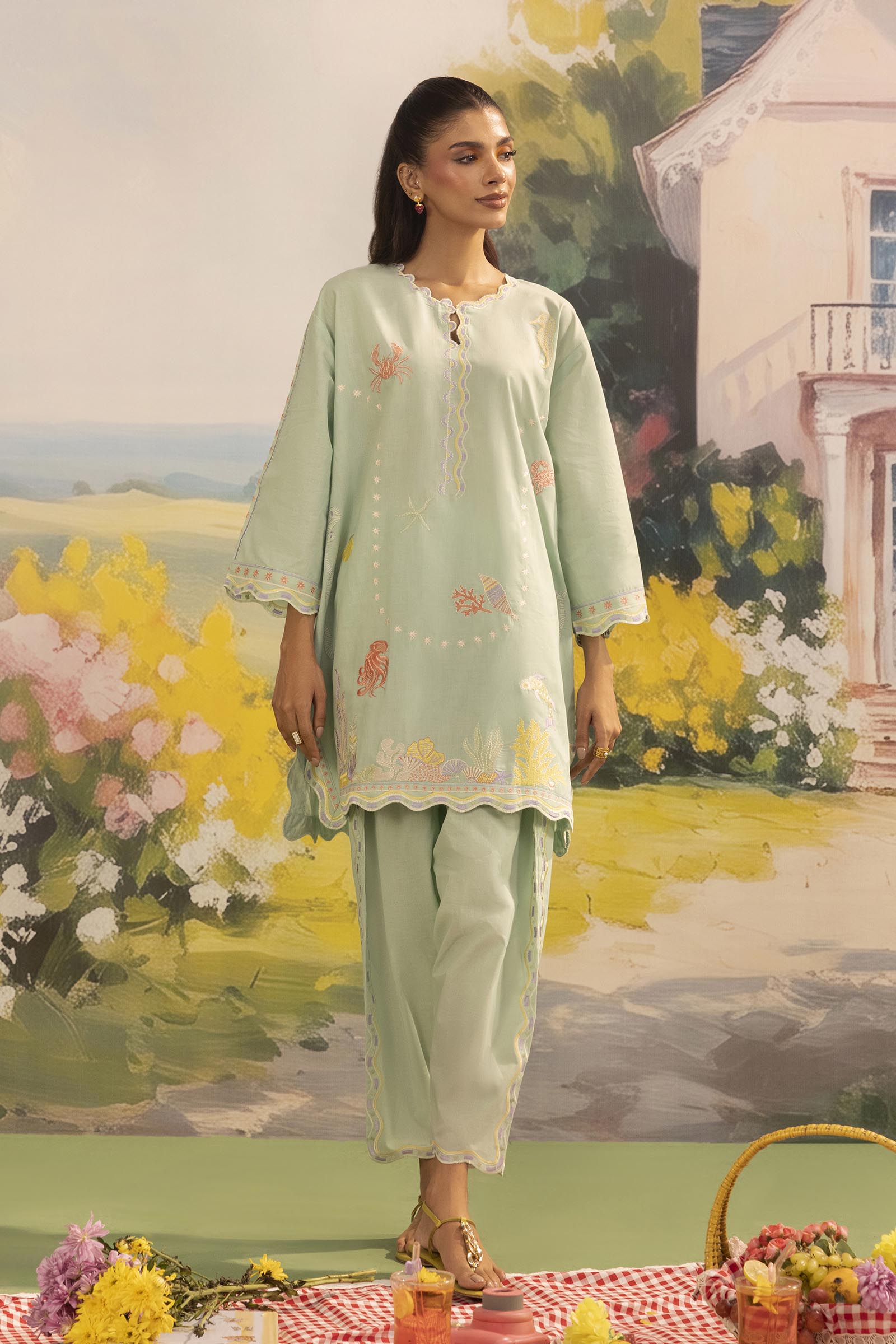 Stitched Embroidered Lawn Shirt+ Shalwar Main image